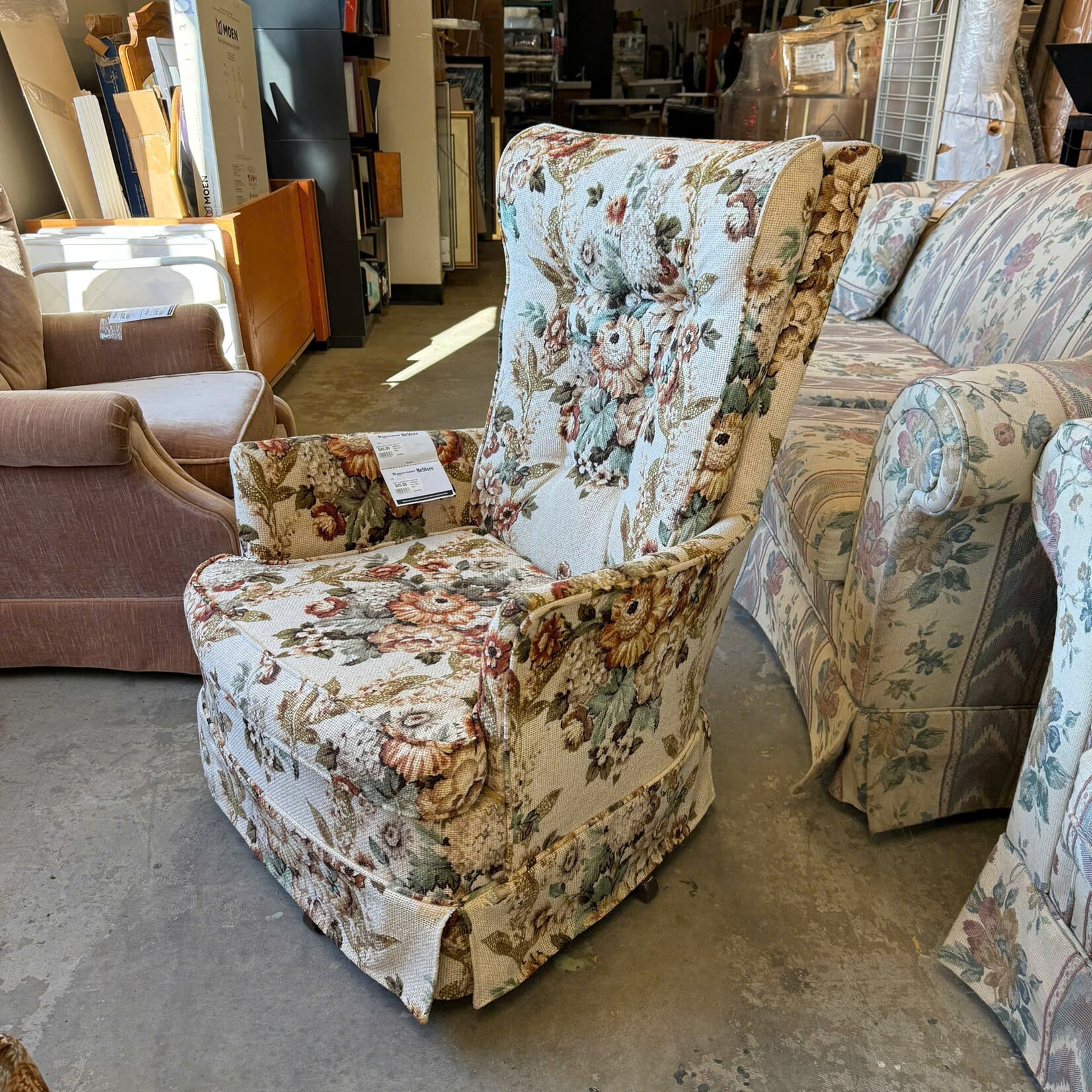 Floral Swivel Rocking Chair