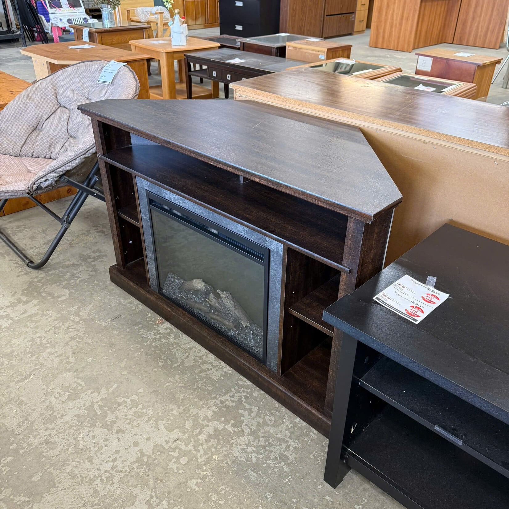 Electric Fireplace In Cabinet