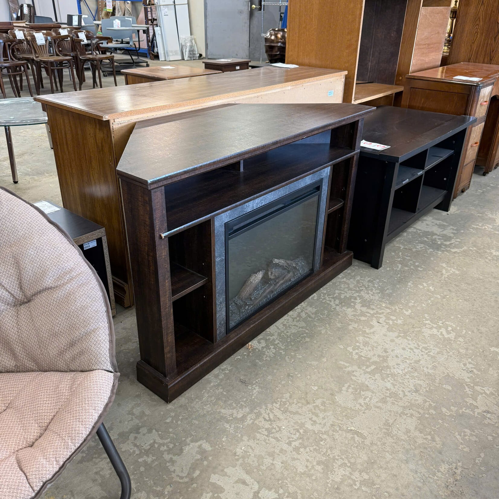 Electric Fireplace In Cabinet