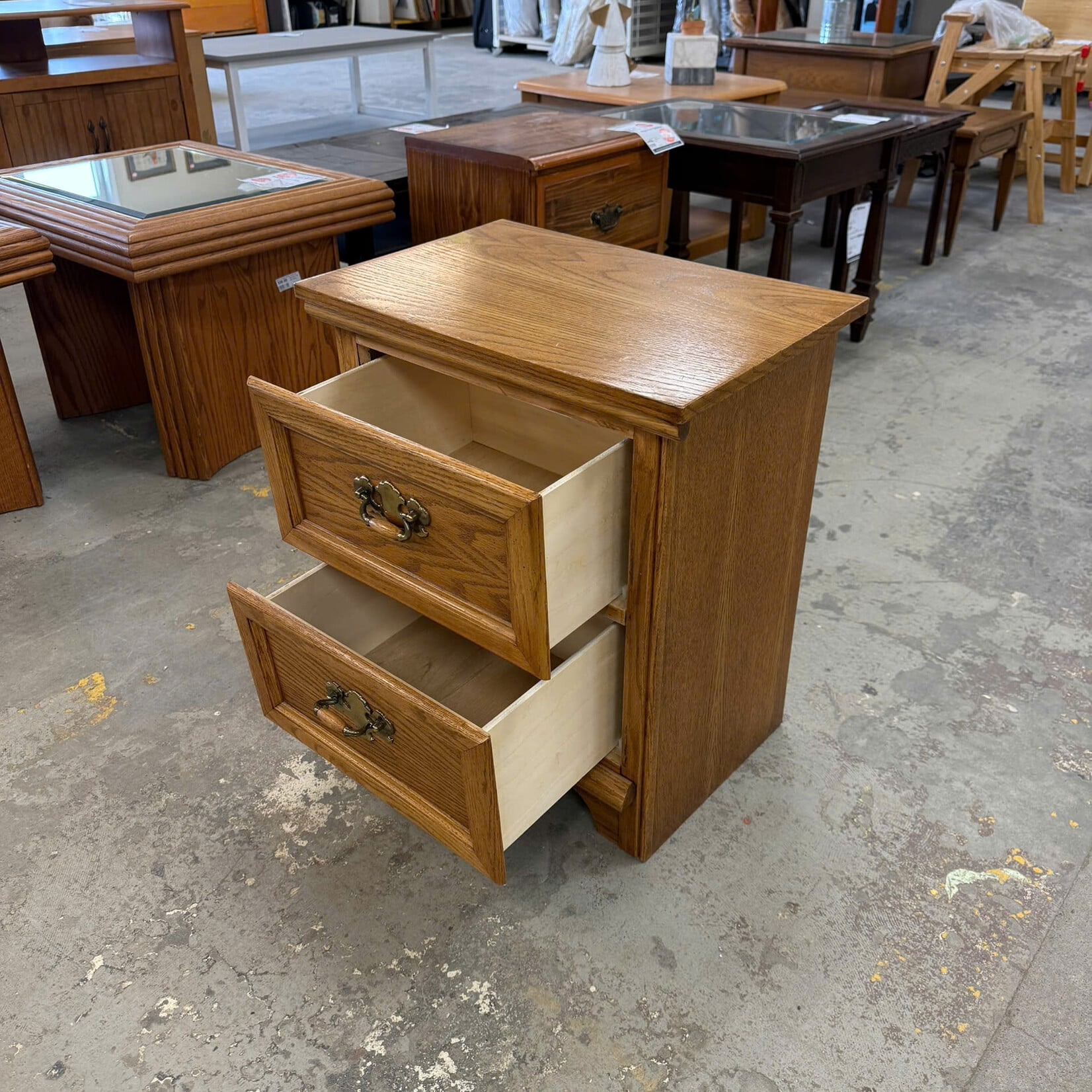 2 Drawer Oak Nightstand