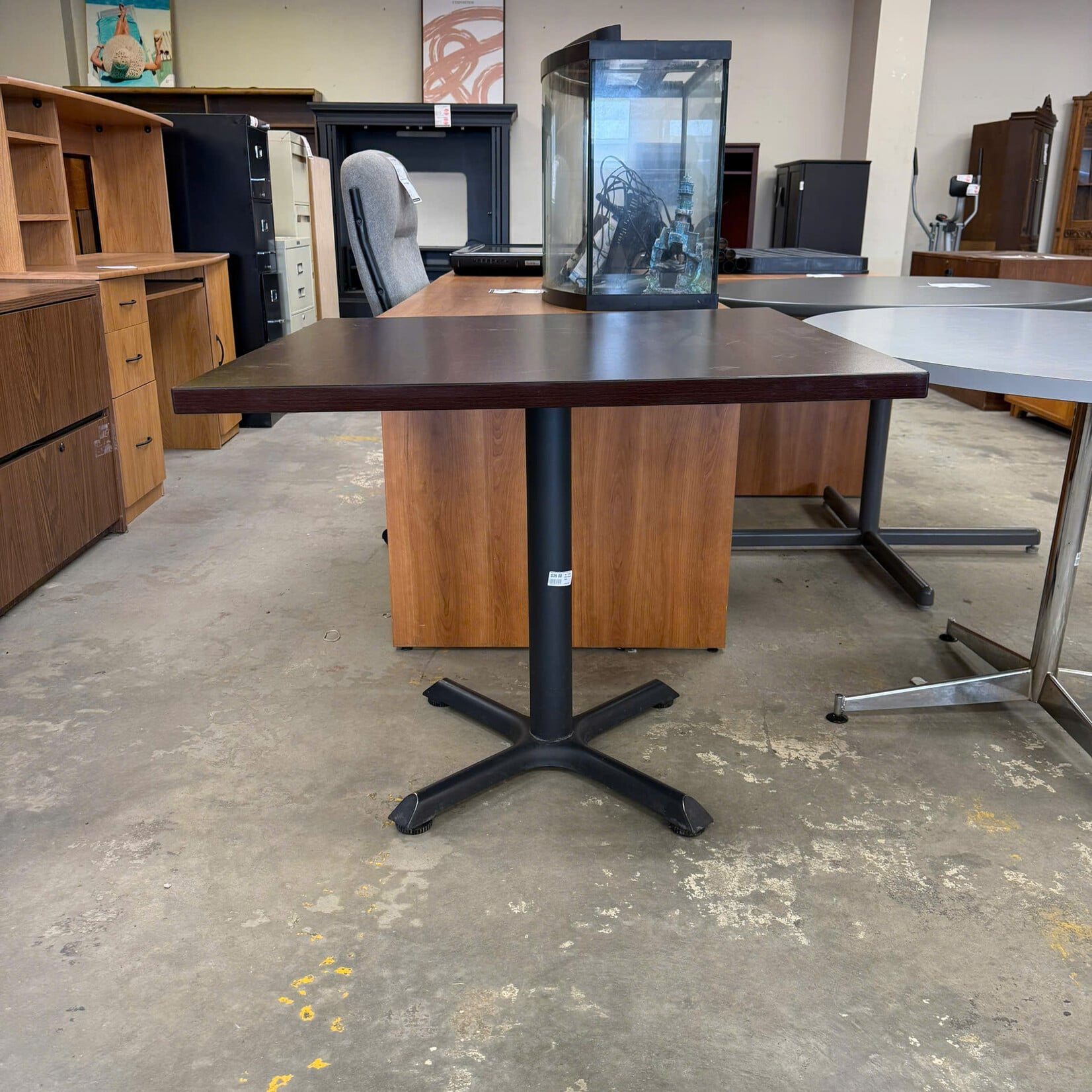 35.5" Coffee Brown Square Table