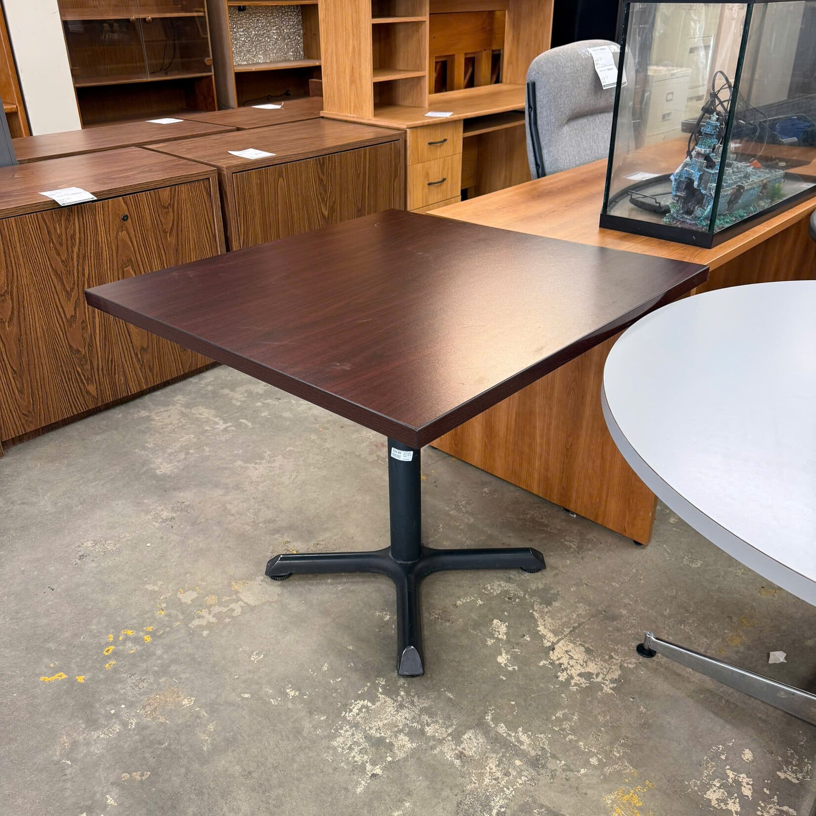 35.5" Coffee Brown Square Table