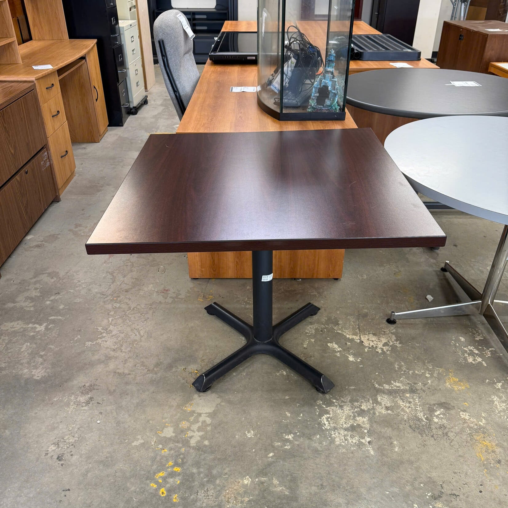 35.5" Coffee Brown Square Table