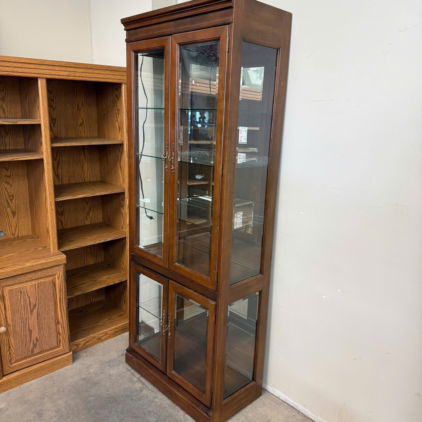Tall Glass Cabinet with Shelves