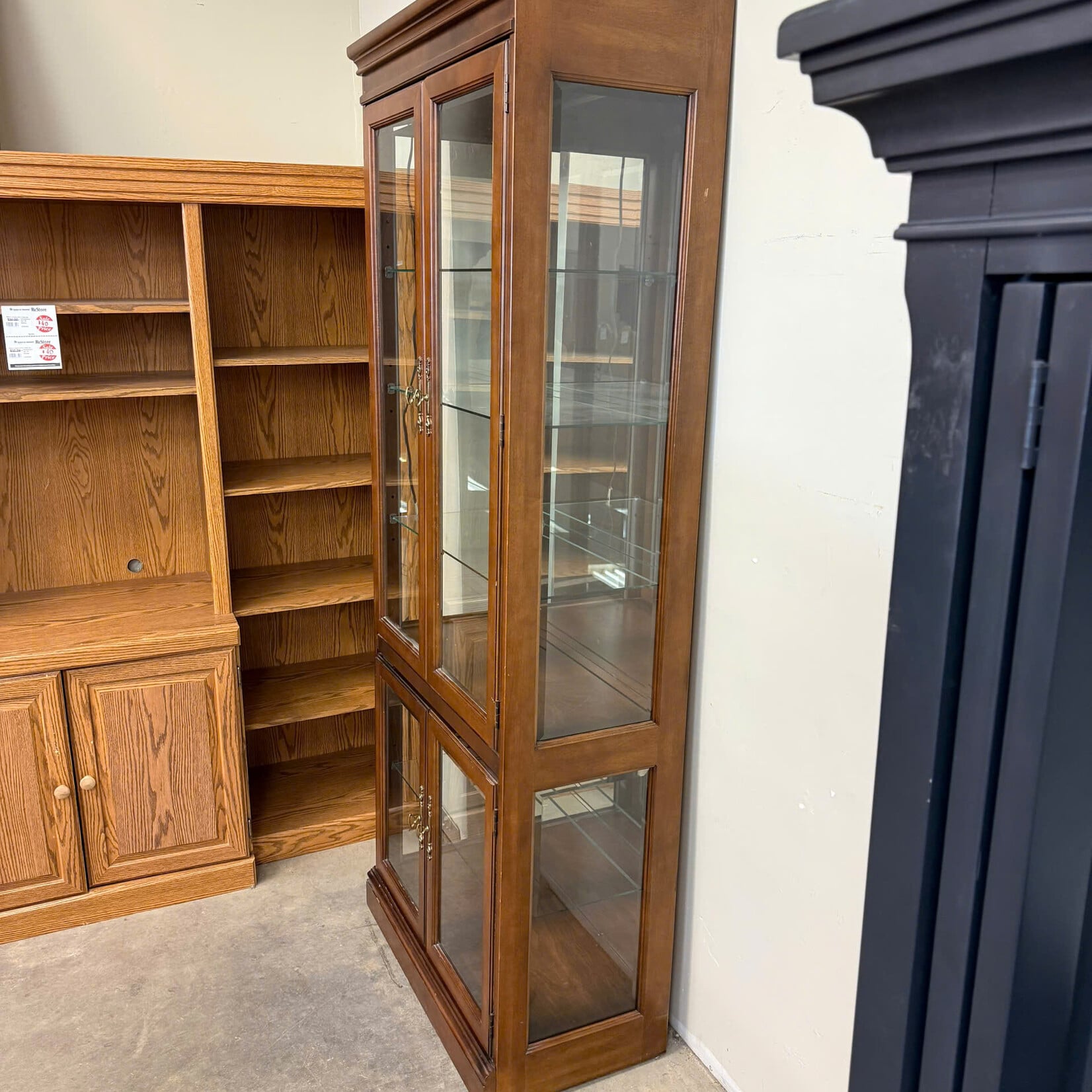 Tall Glass Cabinet with Shelves