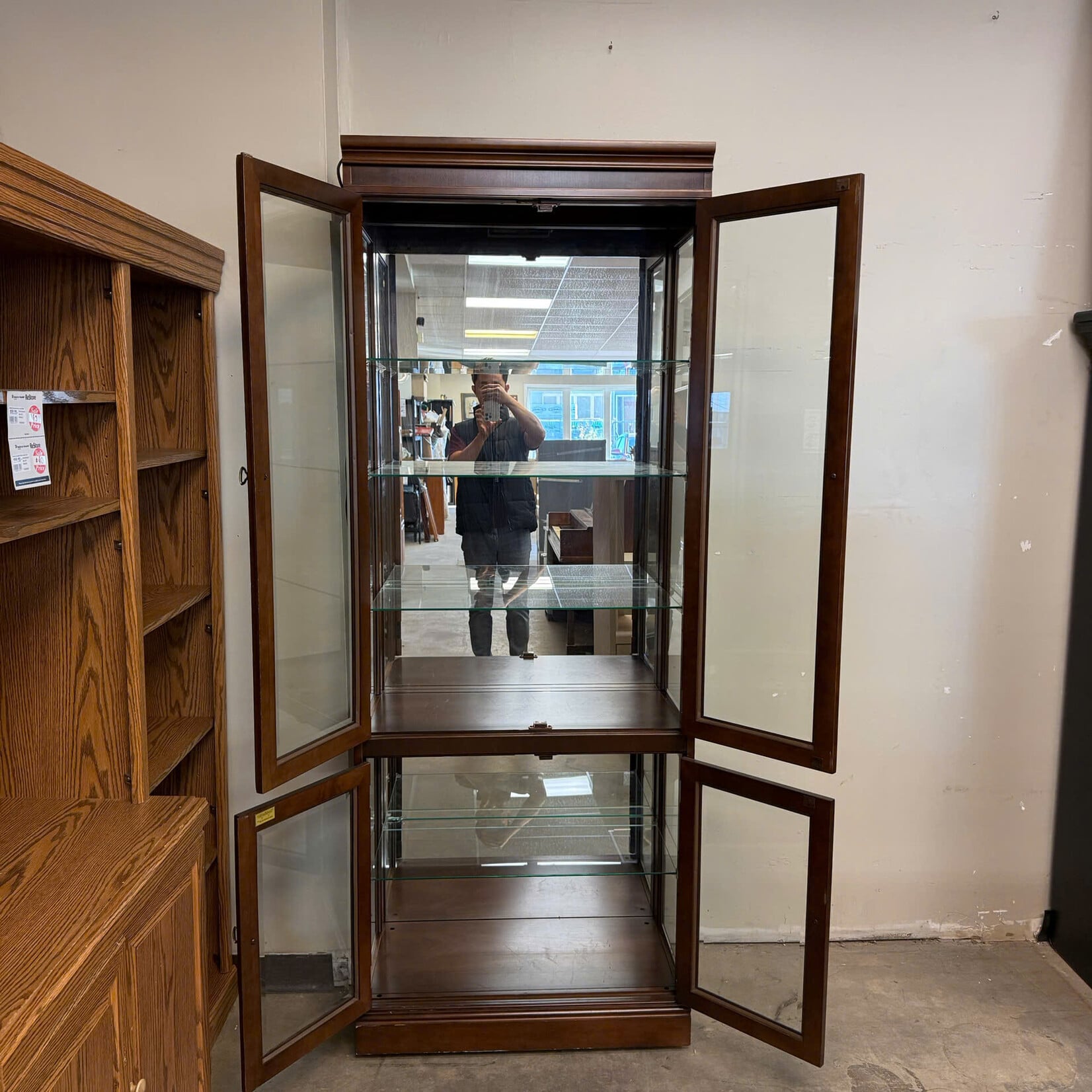 Tall Glass Cabinet with Shelves