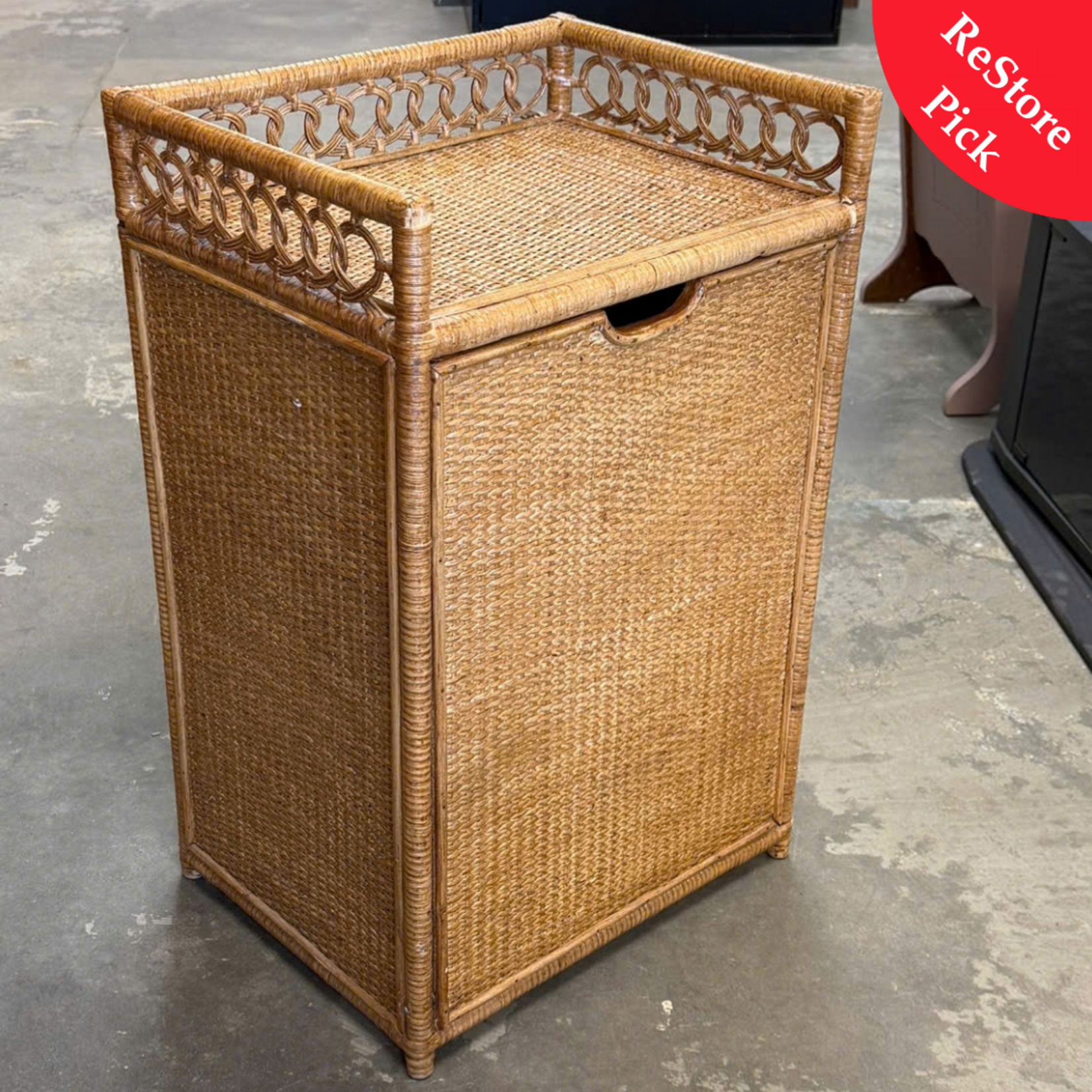 Wicker Tilt-Out Storage Cabinet