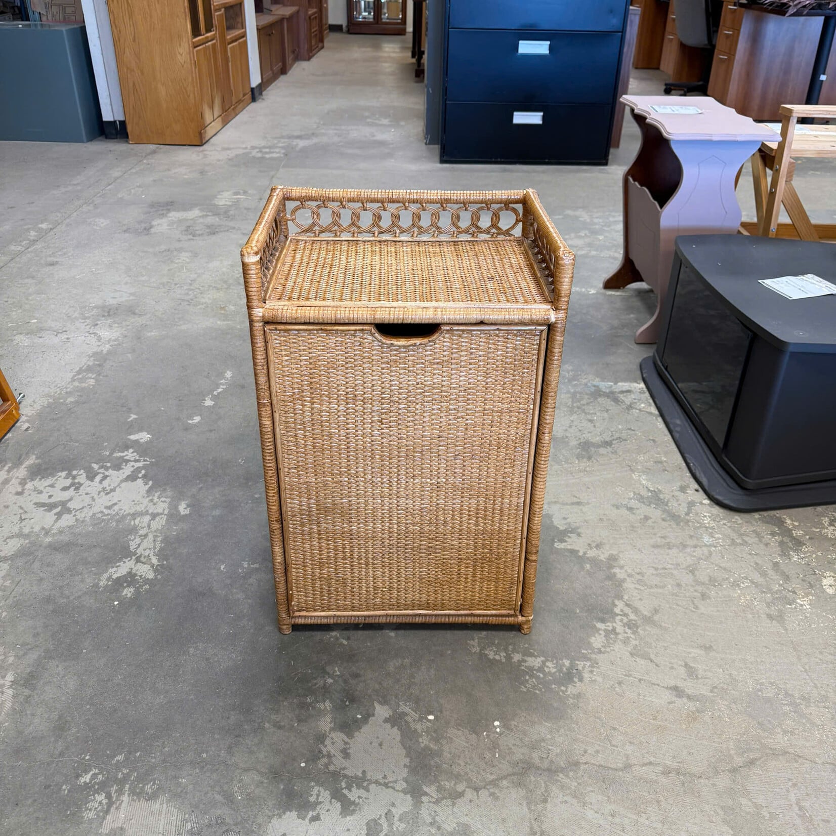 Wicker Tilt-Out Storage Cabinet