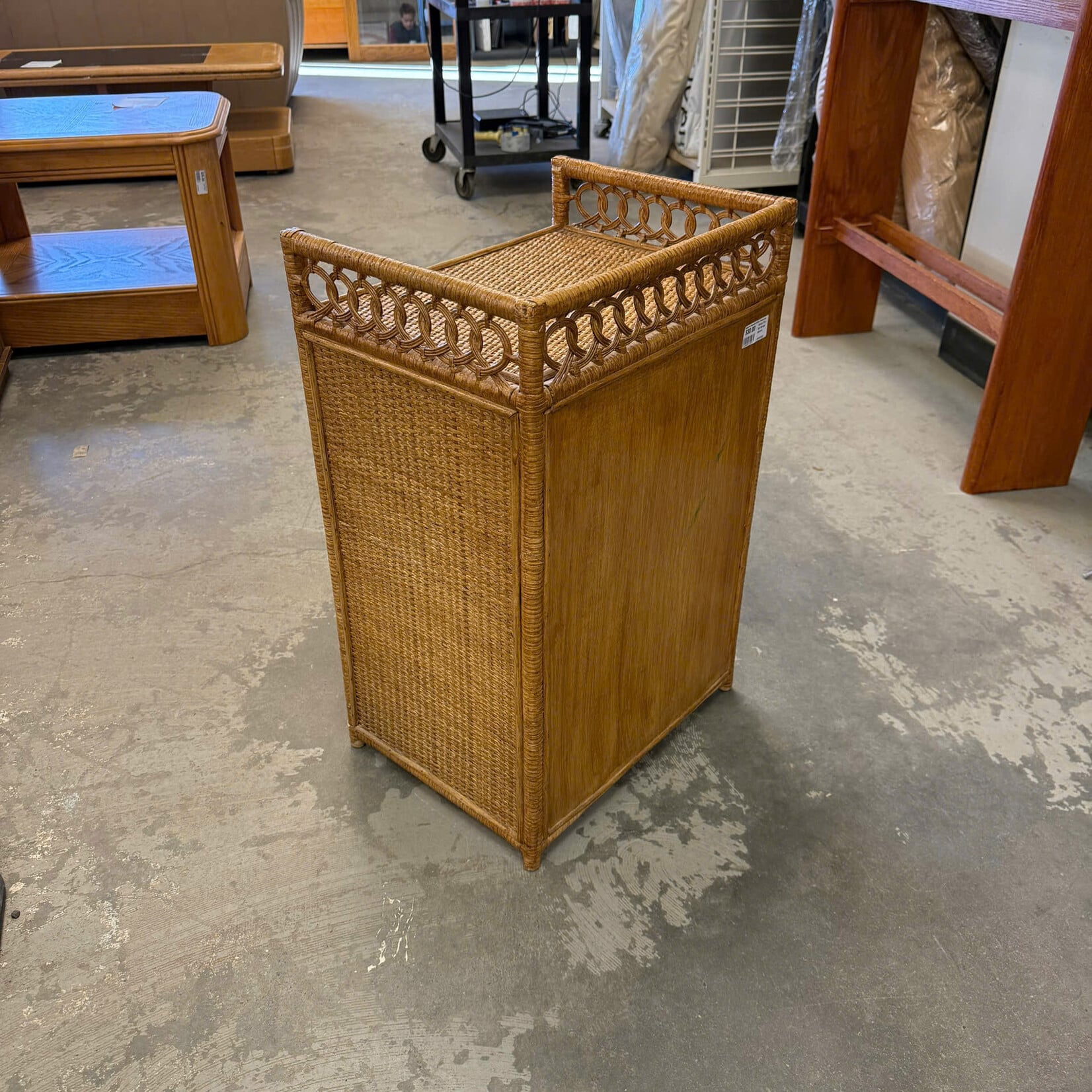 Wicker Tilt-Out Storage Cabinet