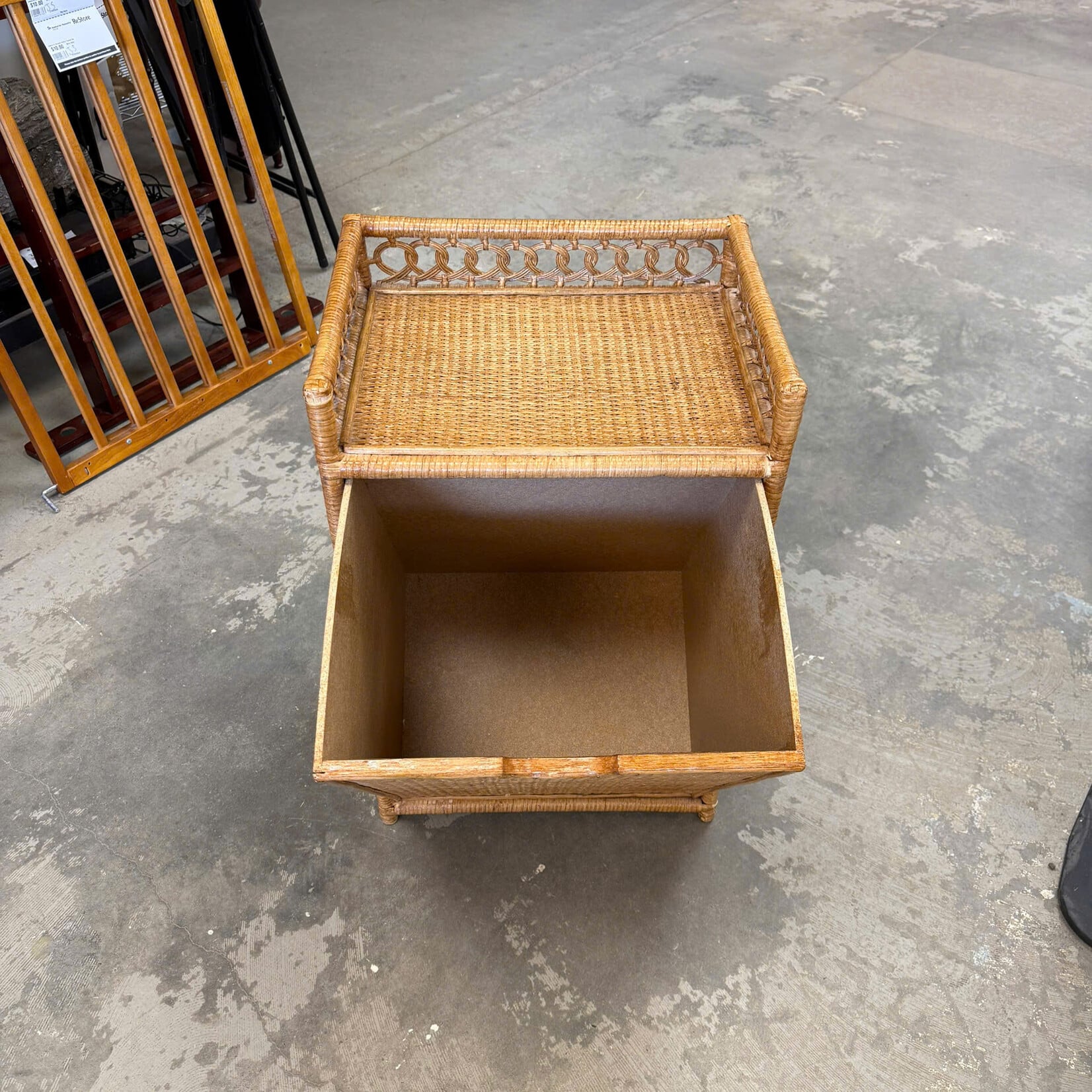 Wicker Tilt-Out Storage Cabinet