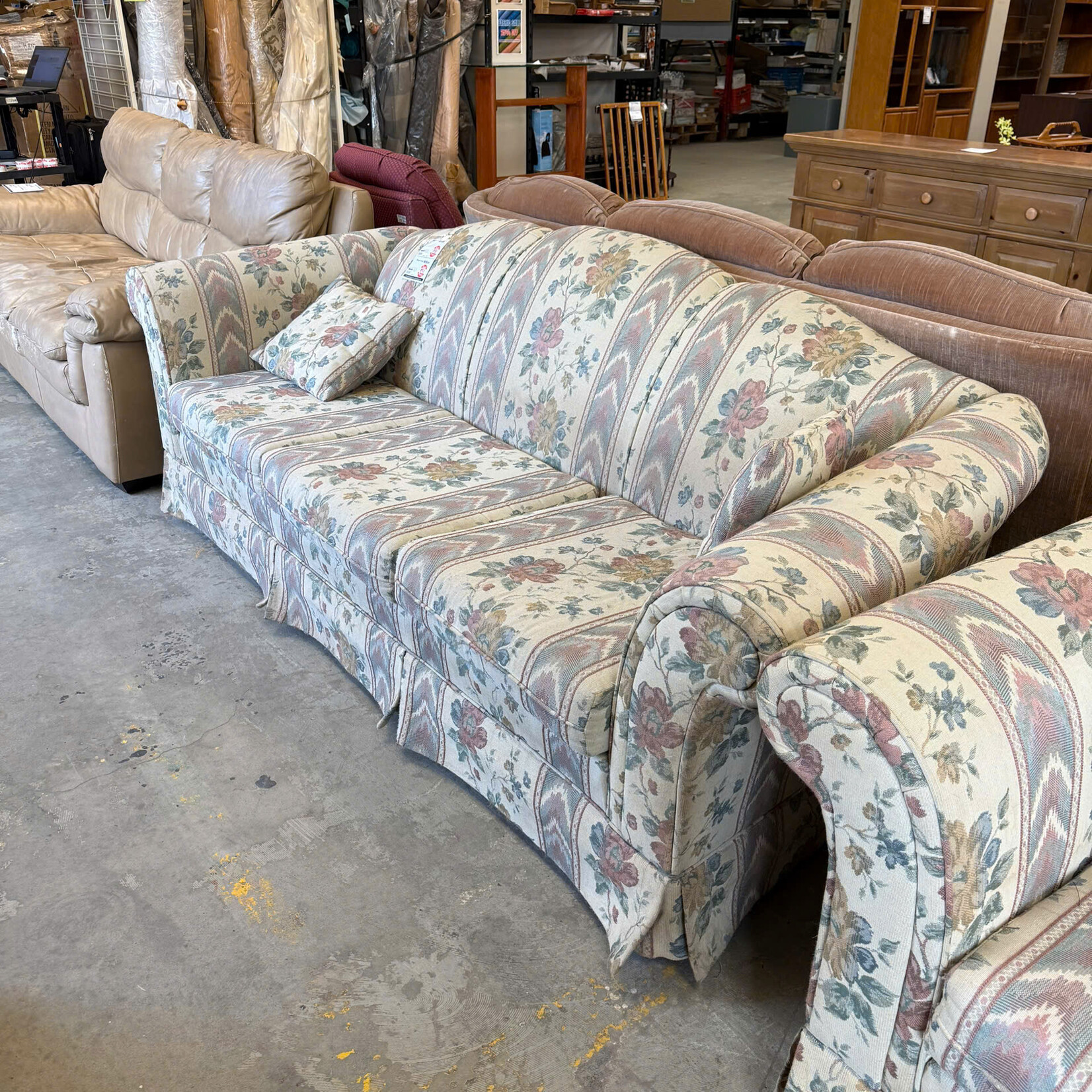 Beige Flower Design Couch