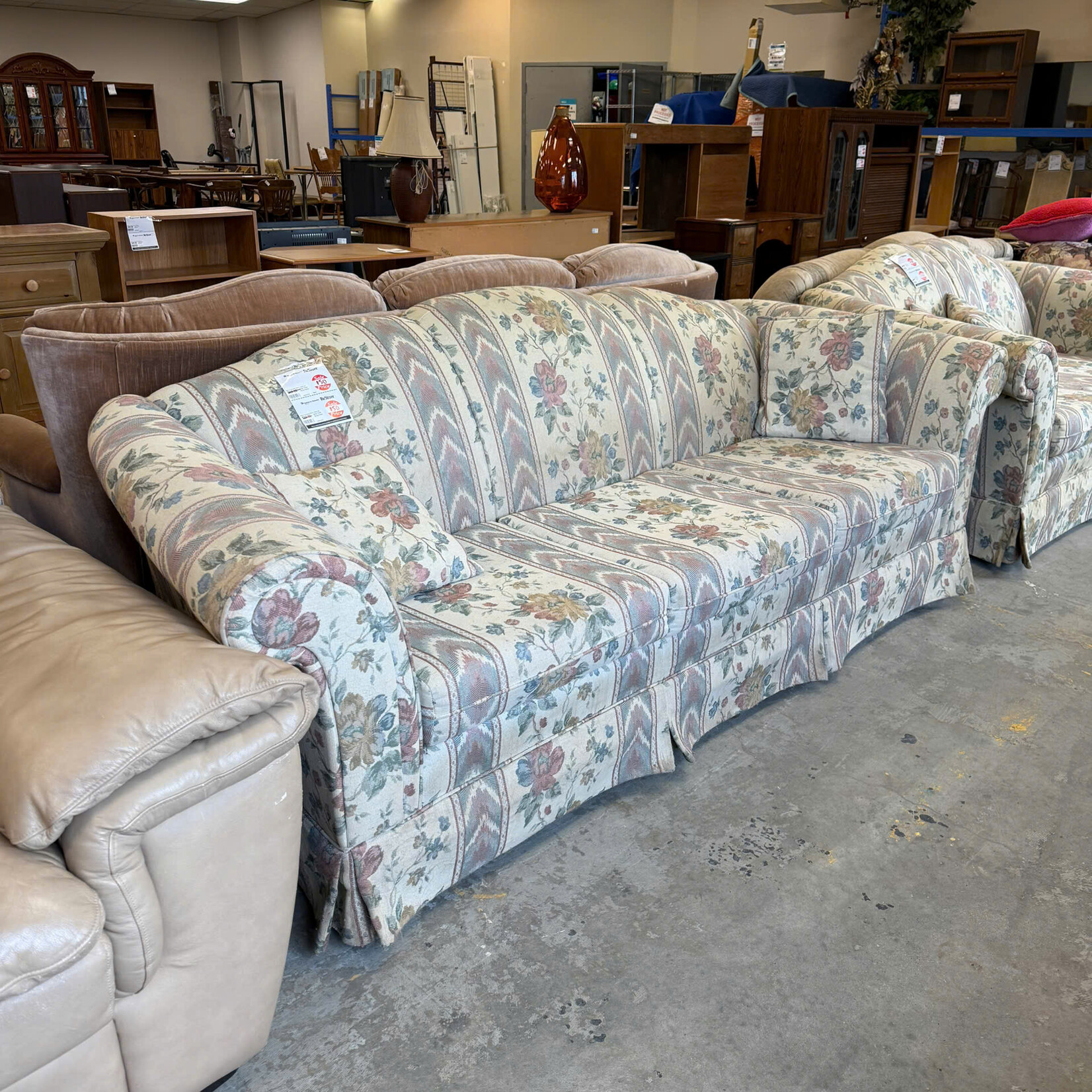 Beige Flower Design Couch