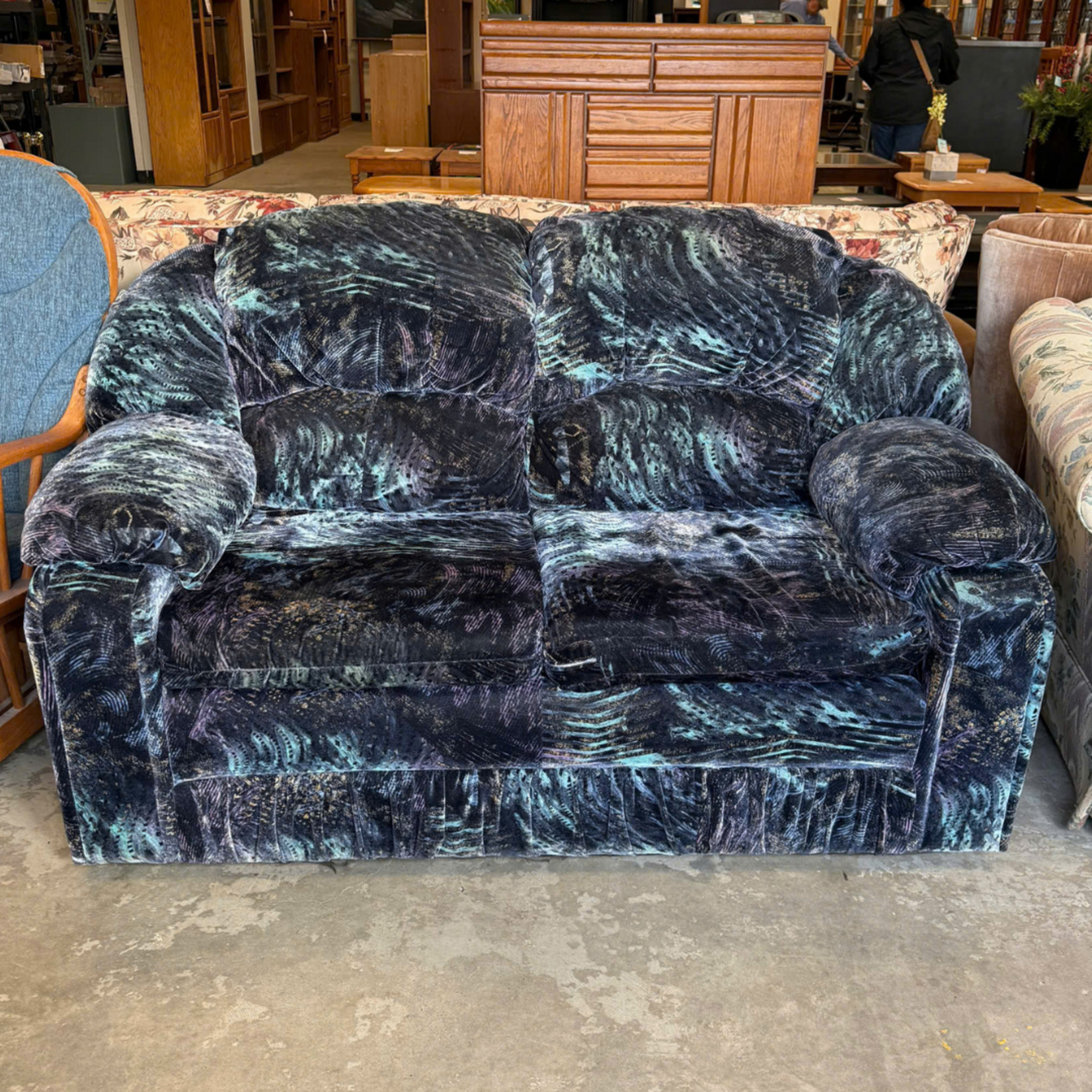 Charcoal Grey&Black Love Seat