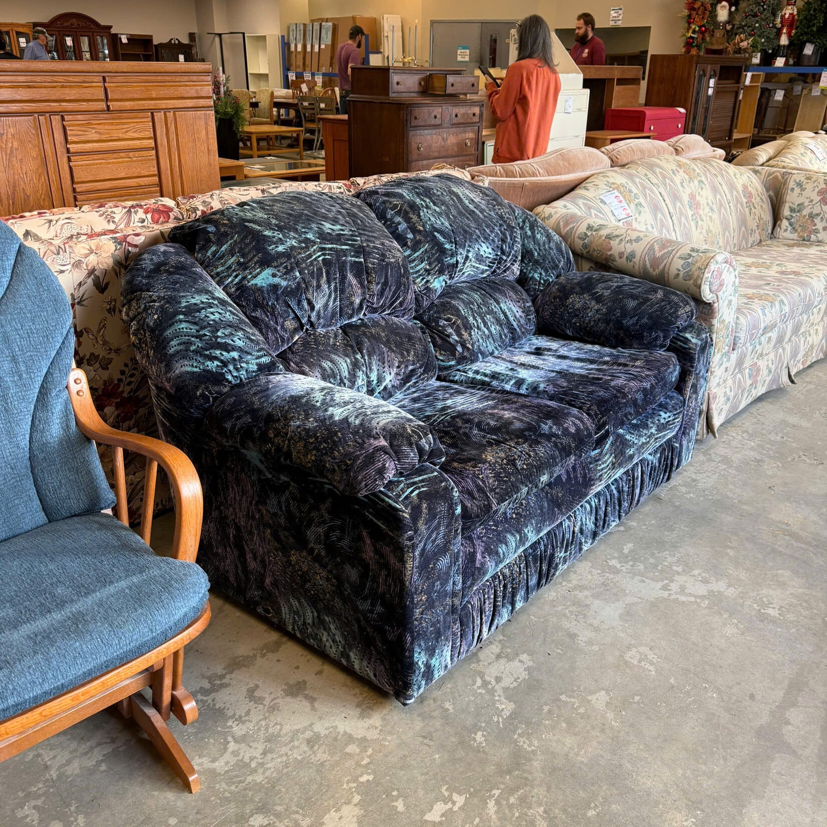 Charcoal Grey&Black Love Seat