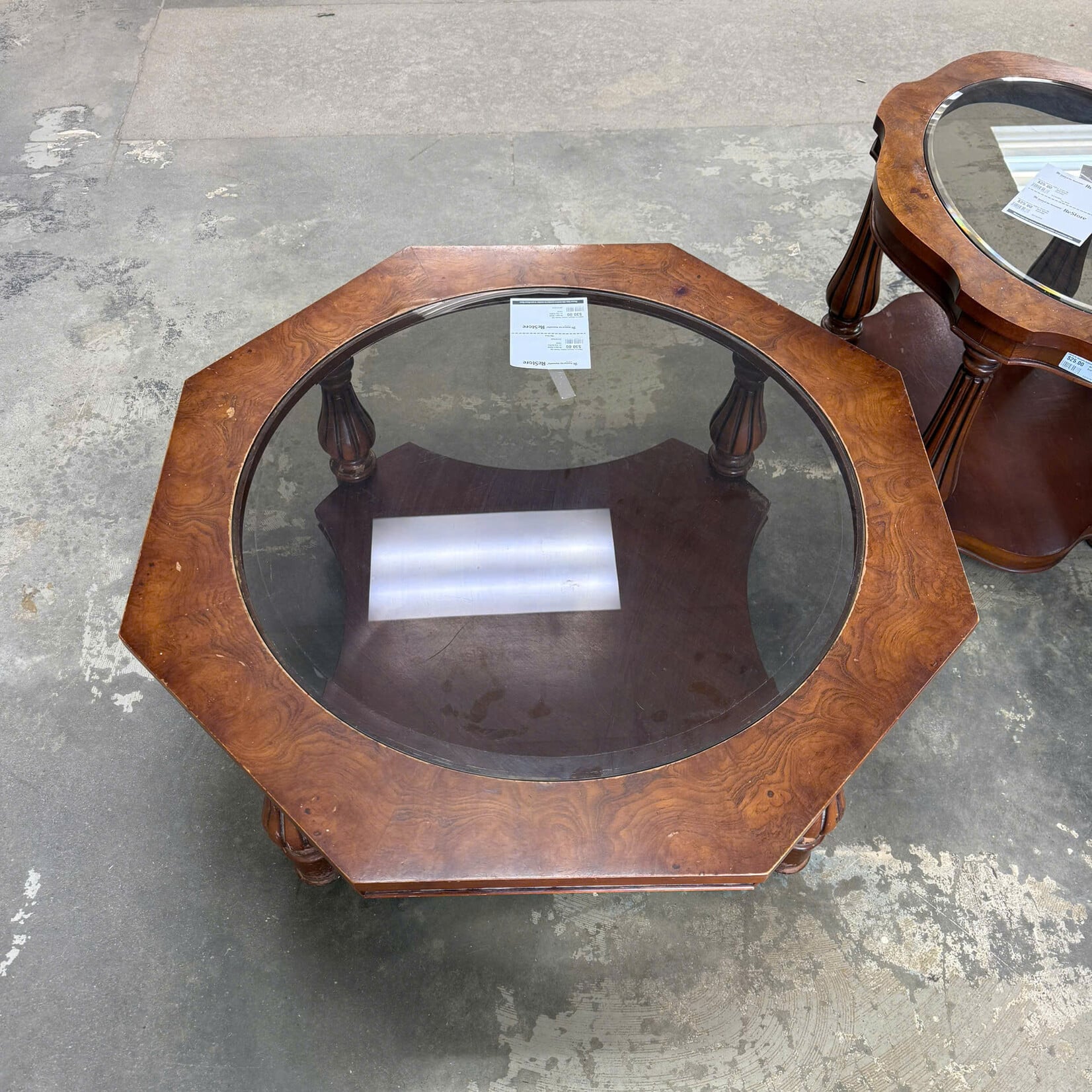 Octagon Glass on Top Coffee Table
