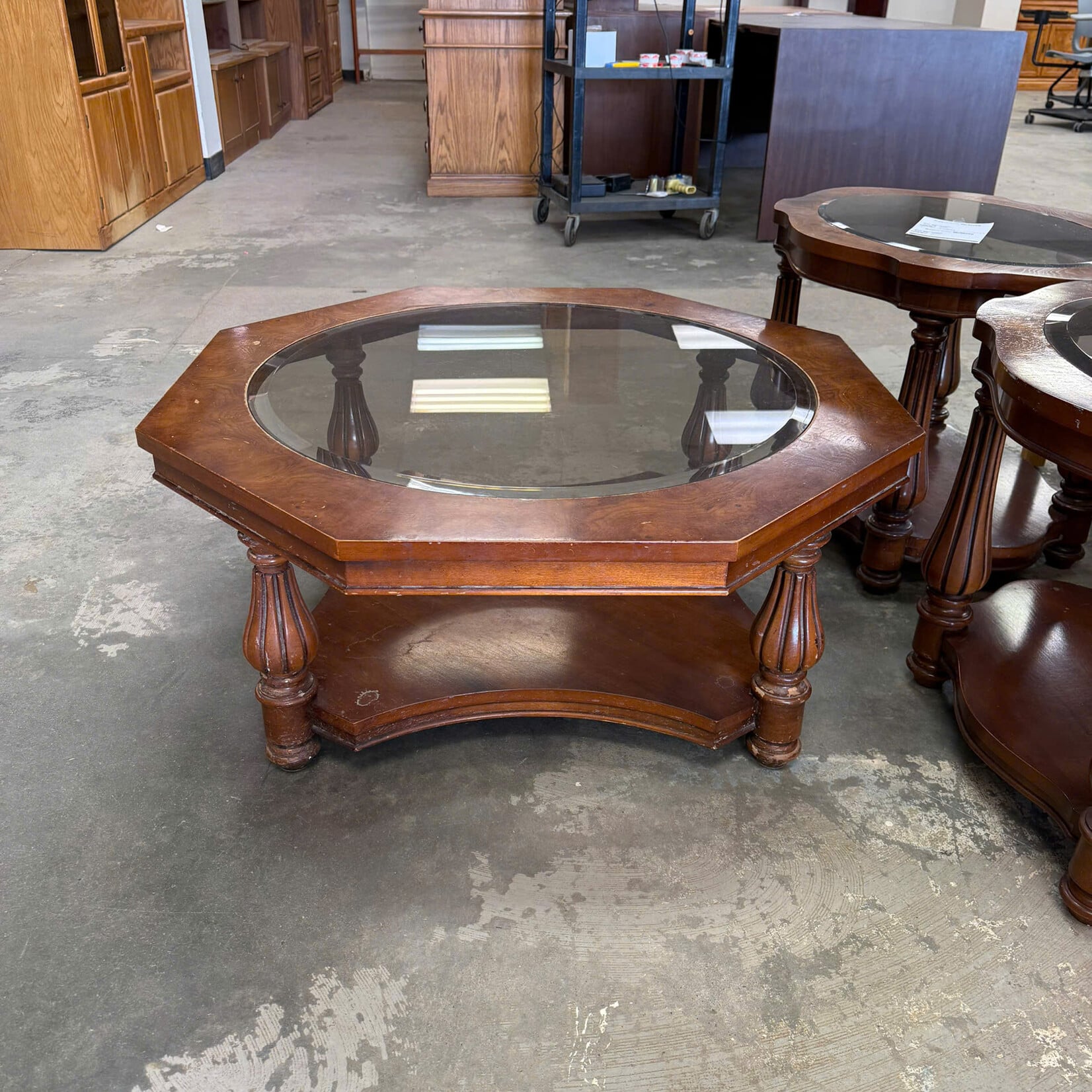Octagon Glass on Top Coffee Table