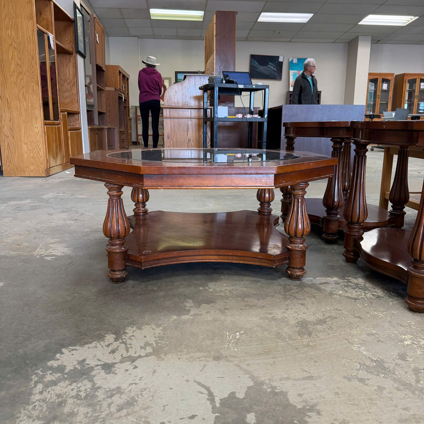 Octagon Glass on Top Coffee Table