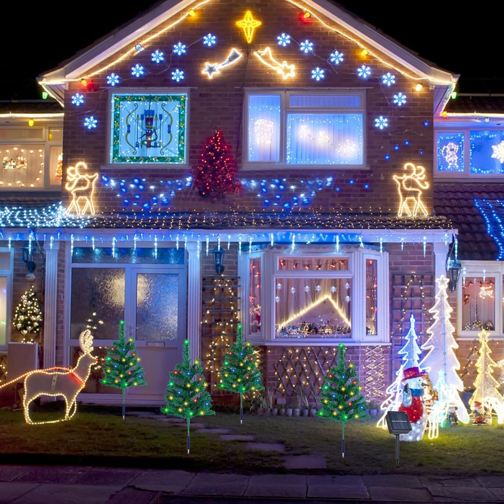 4 Packs Xmas Tree w Solar 80pcs Led