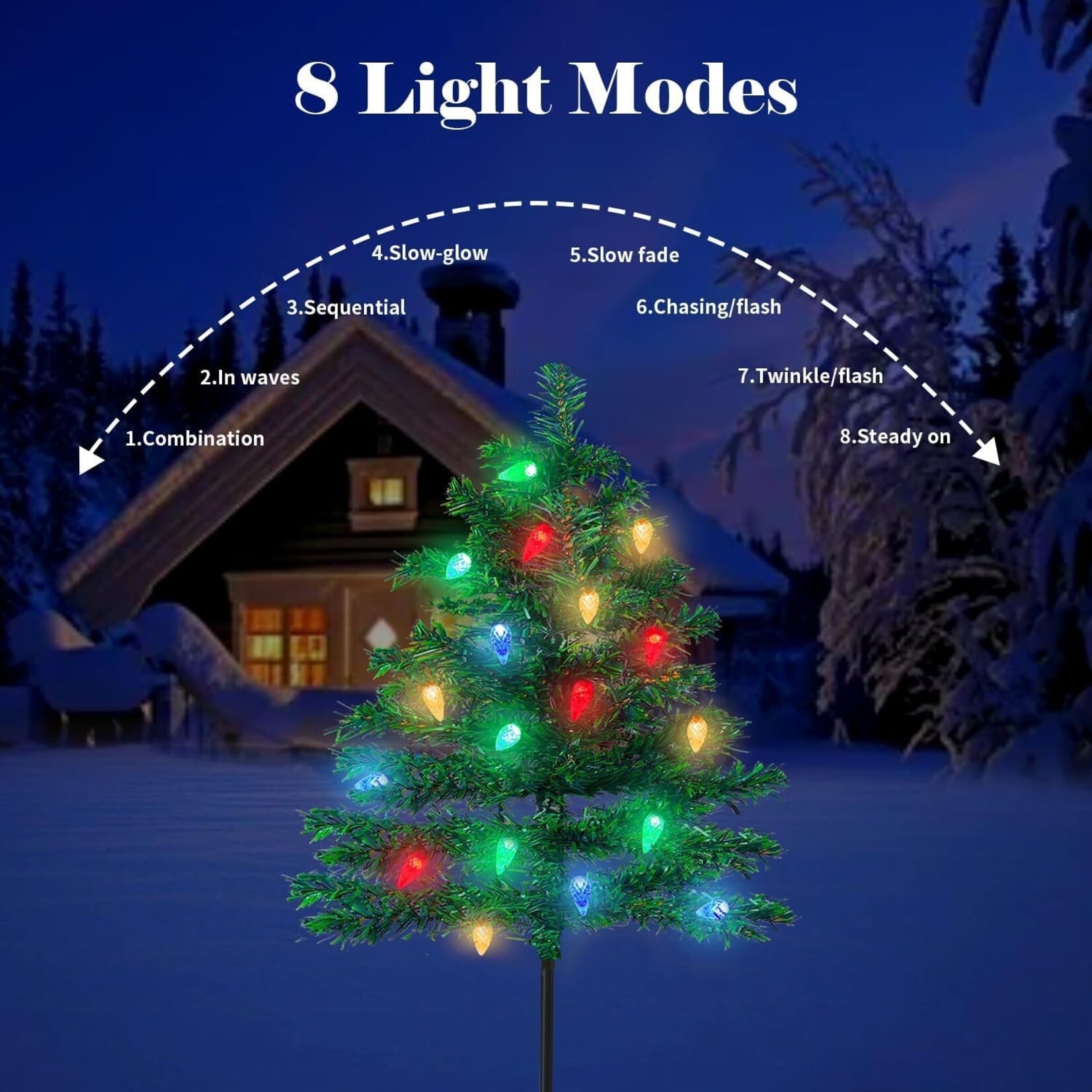 4 Packs Xmas Tree w Solar 80pcs Led