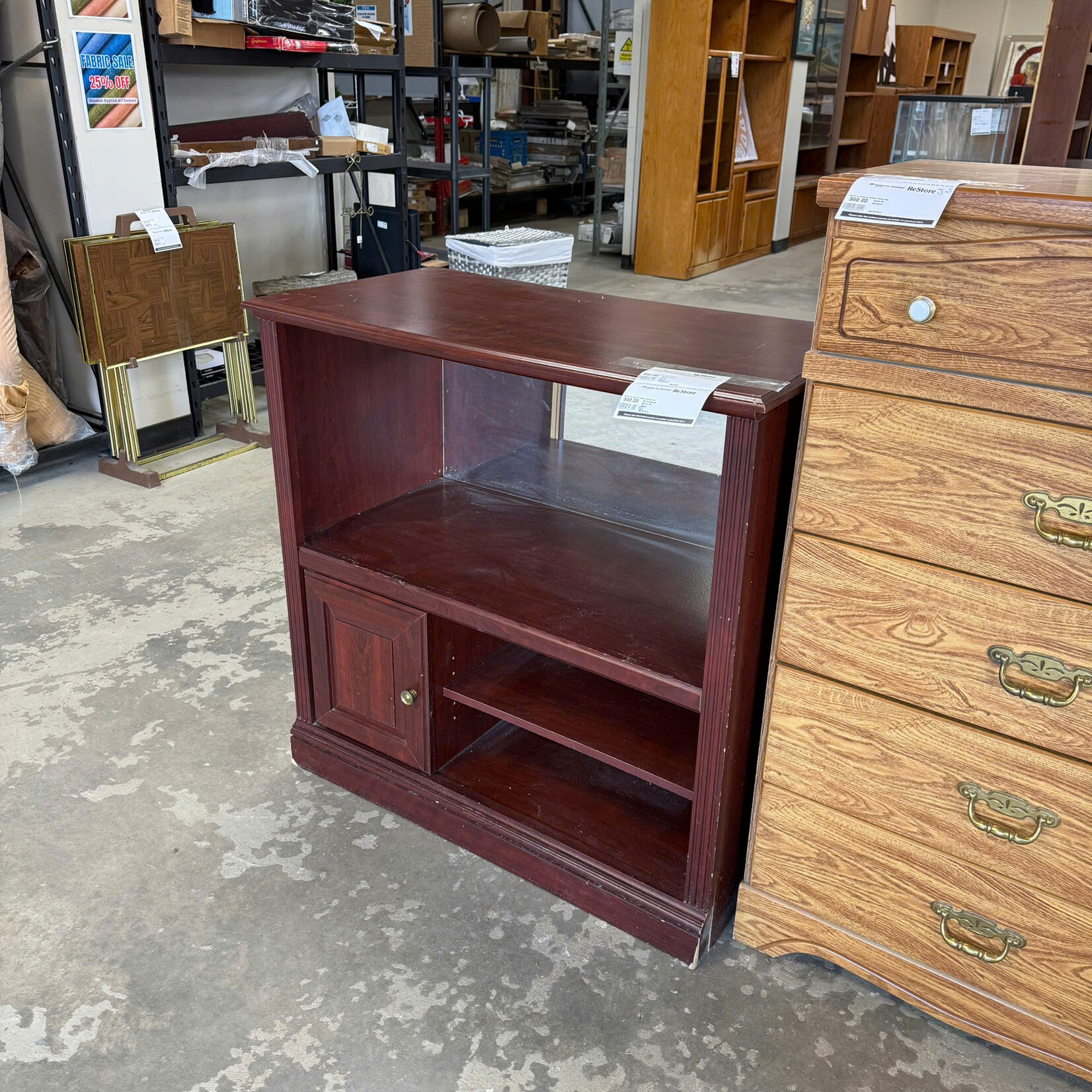 Brown Inside Mirror Tv Stand