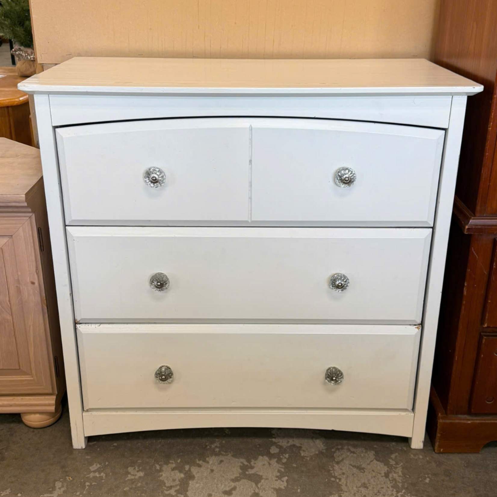 3 Drawer White Dresser