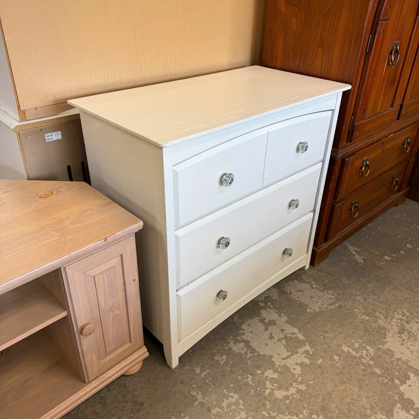 3 Drawer White Dresser