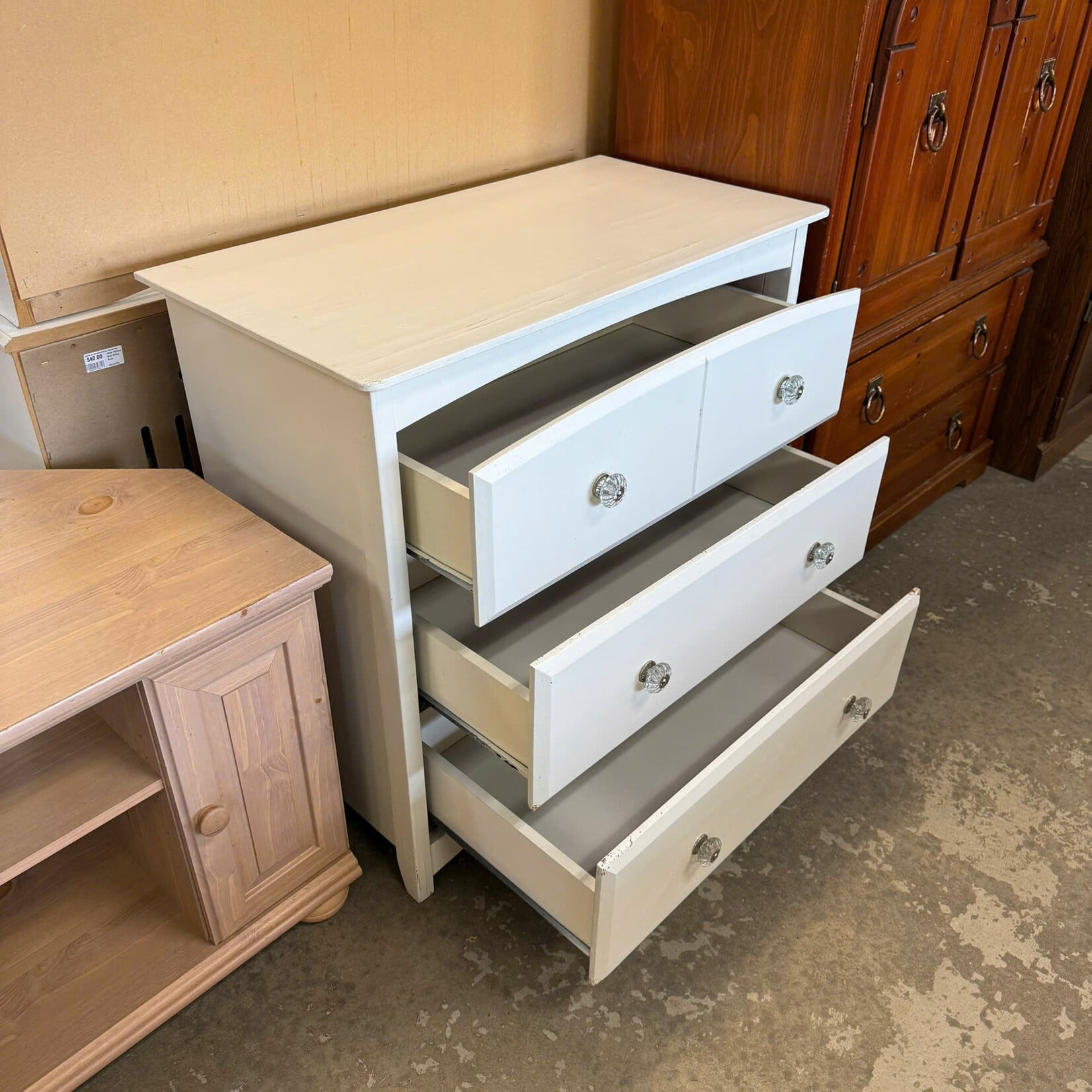 3 Drawer White Dresser