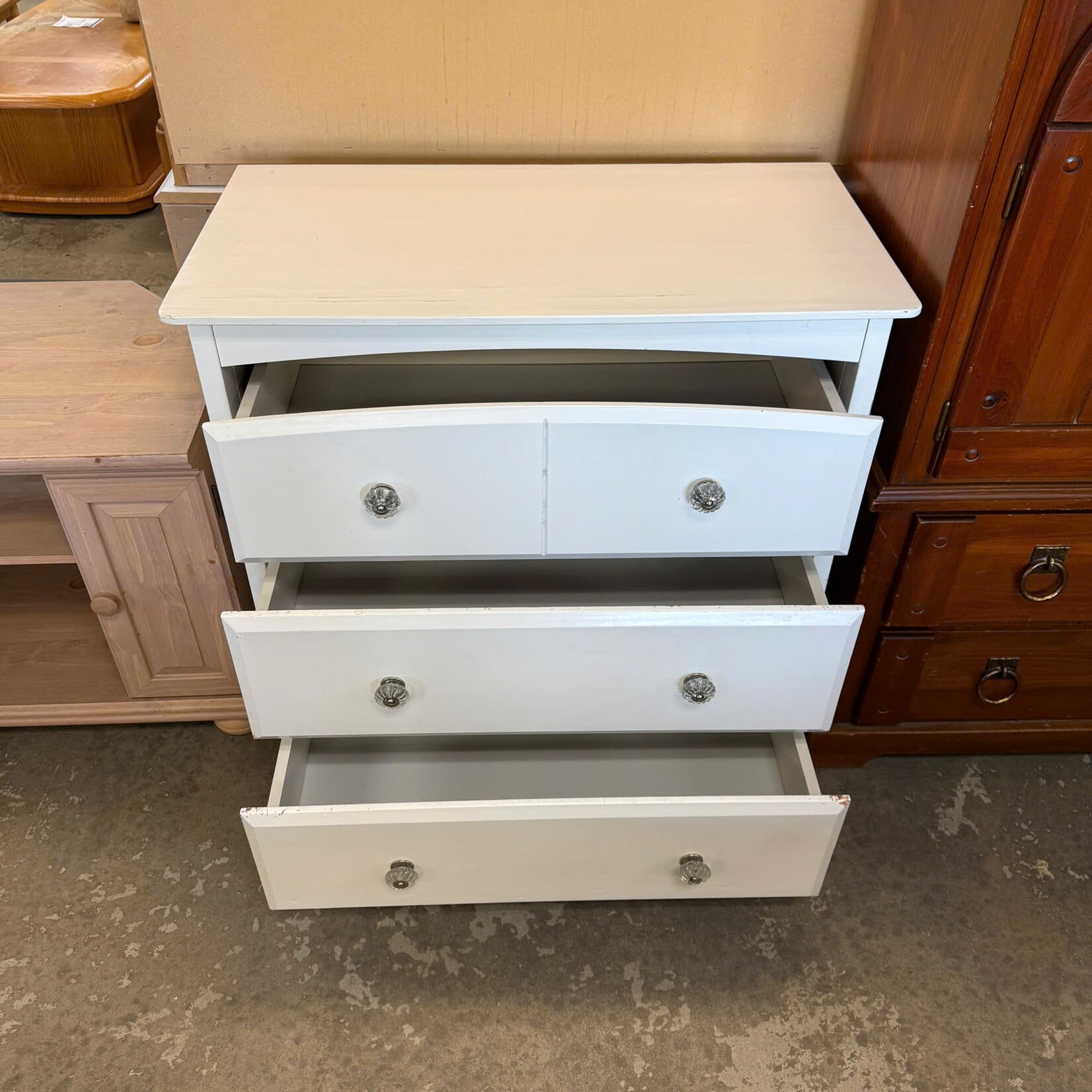 3 Drawer White Dresser
