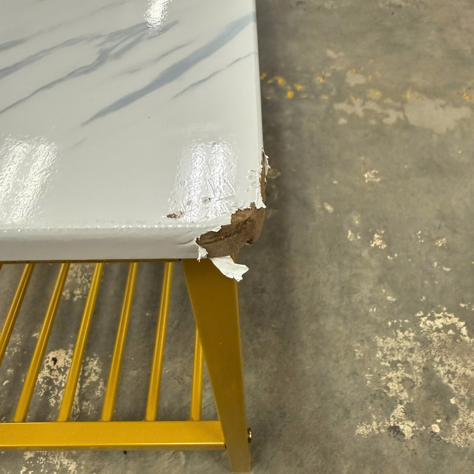 Faux Marble & Golden Bench with Shoe Shelf