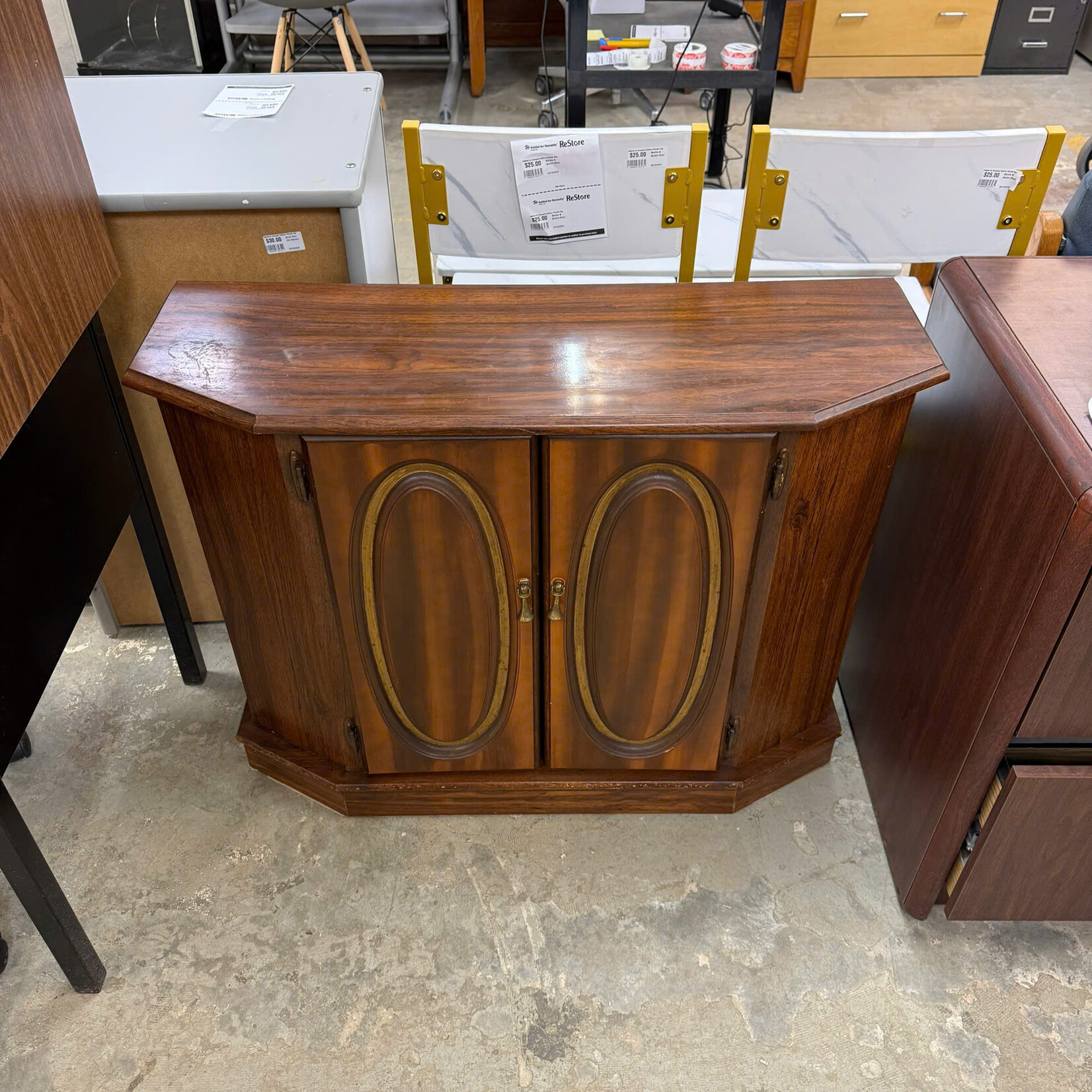 Hex Wooden Corner Cabinet
