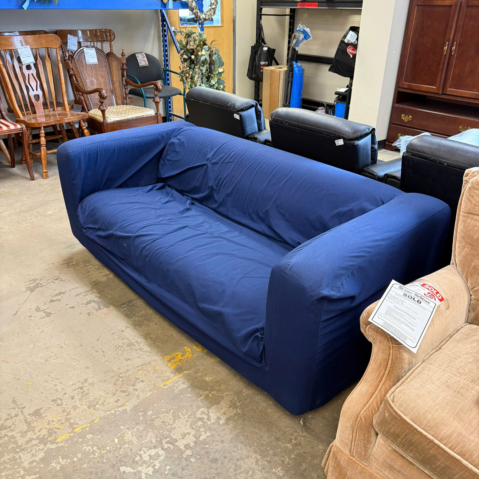 Blue Covered Couch