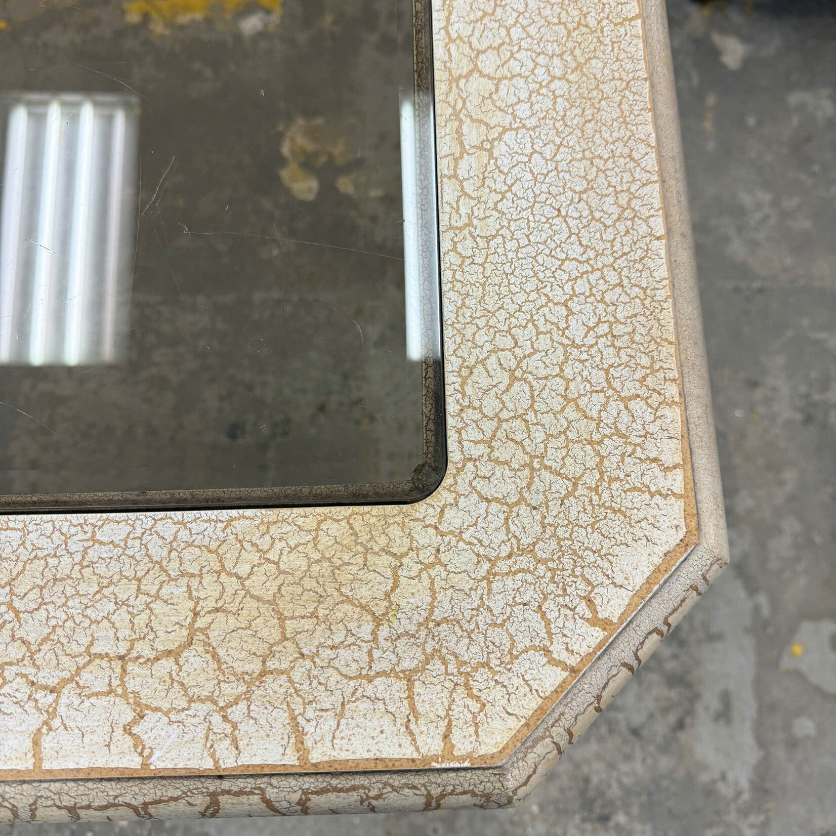 Beige Top Glass End Table