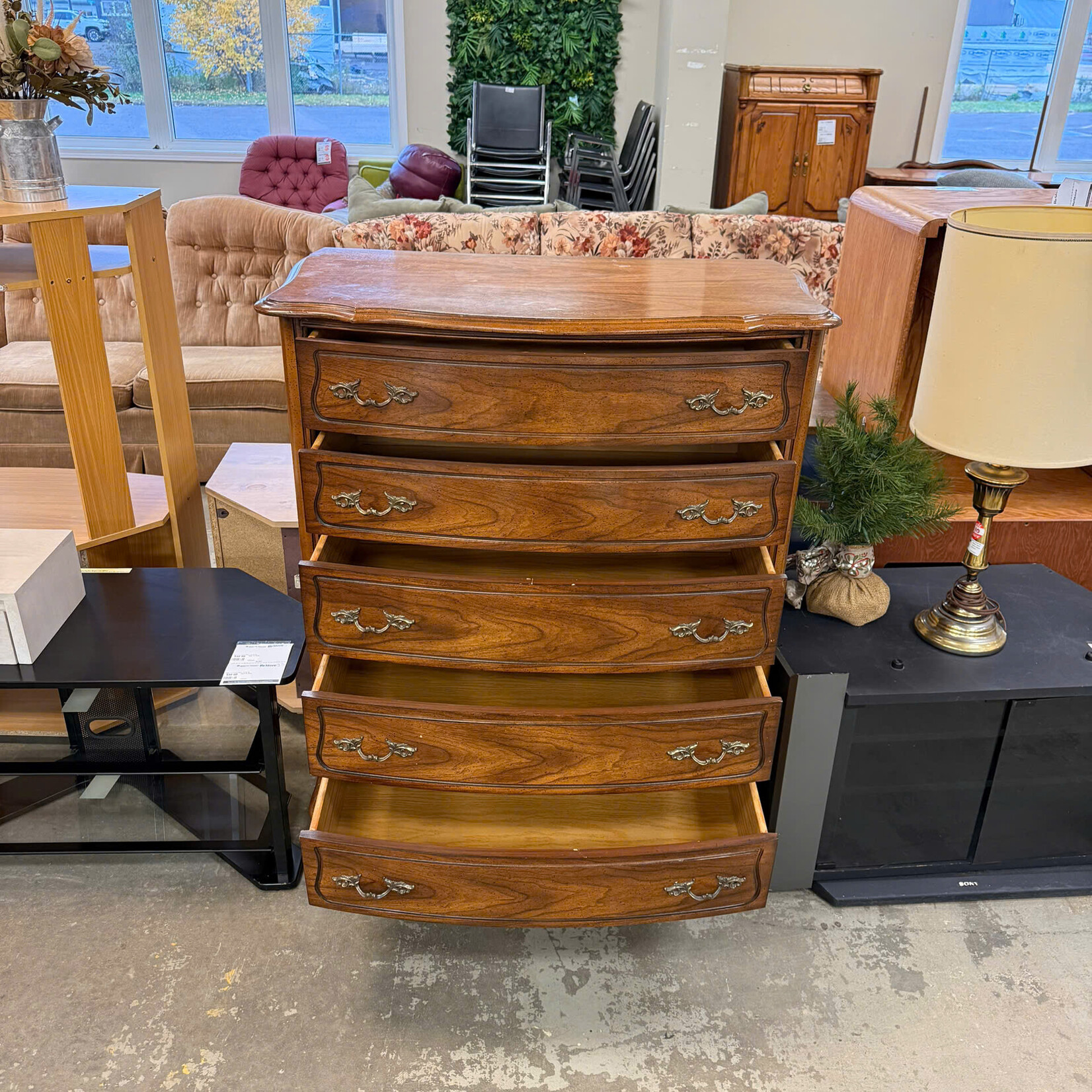 Brown 5 Drawer Tall Dresser
