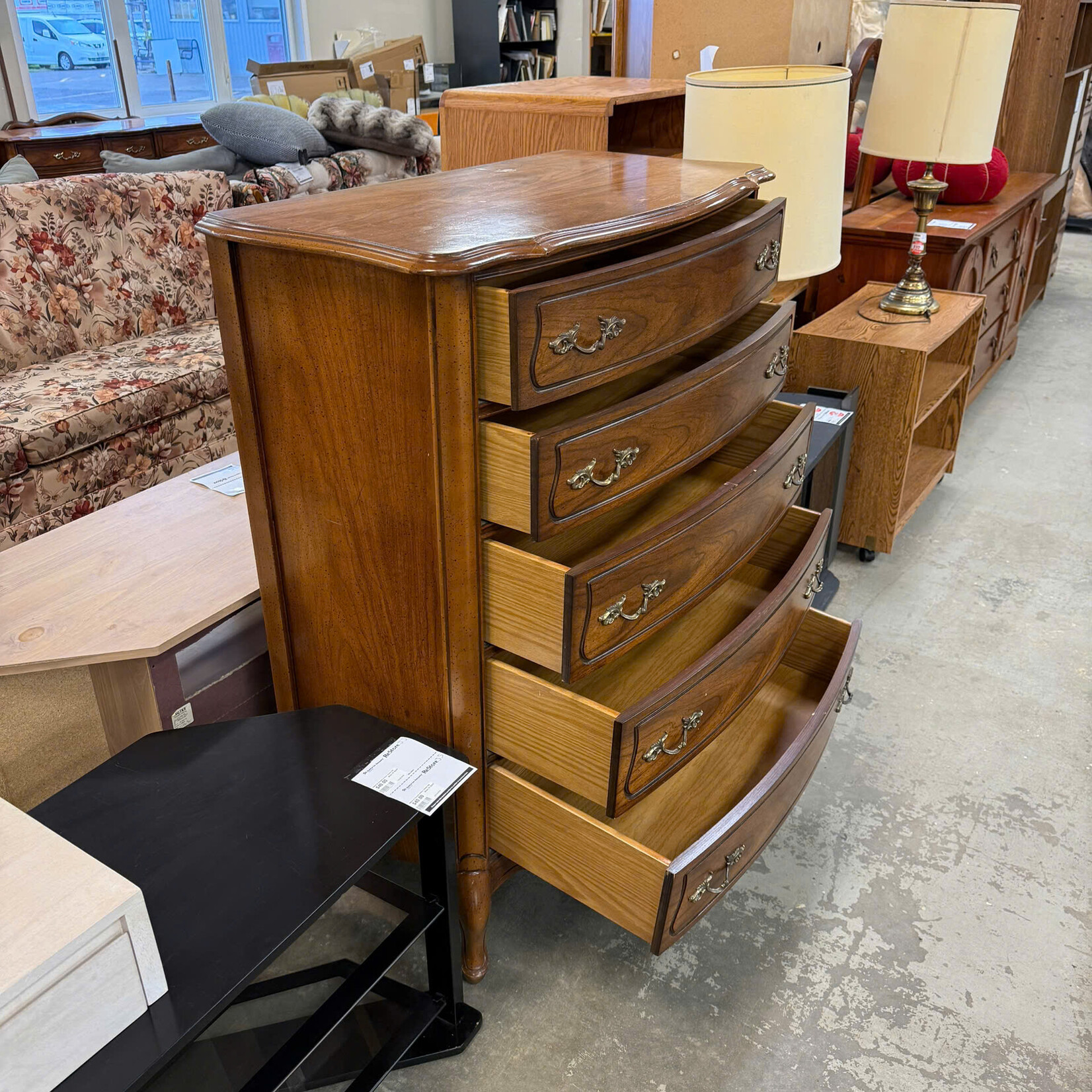 Brown 5 Drawer Tall Dresser