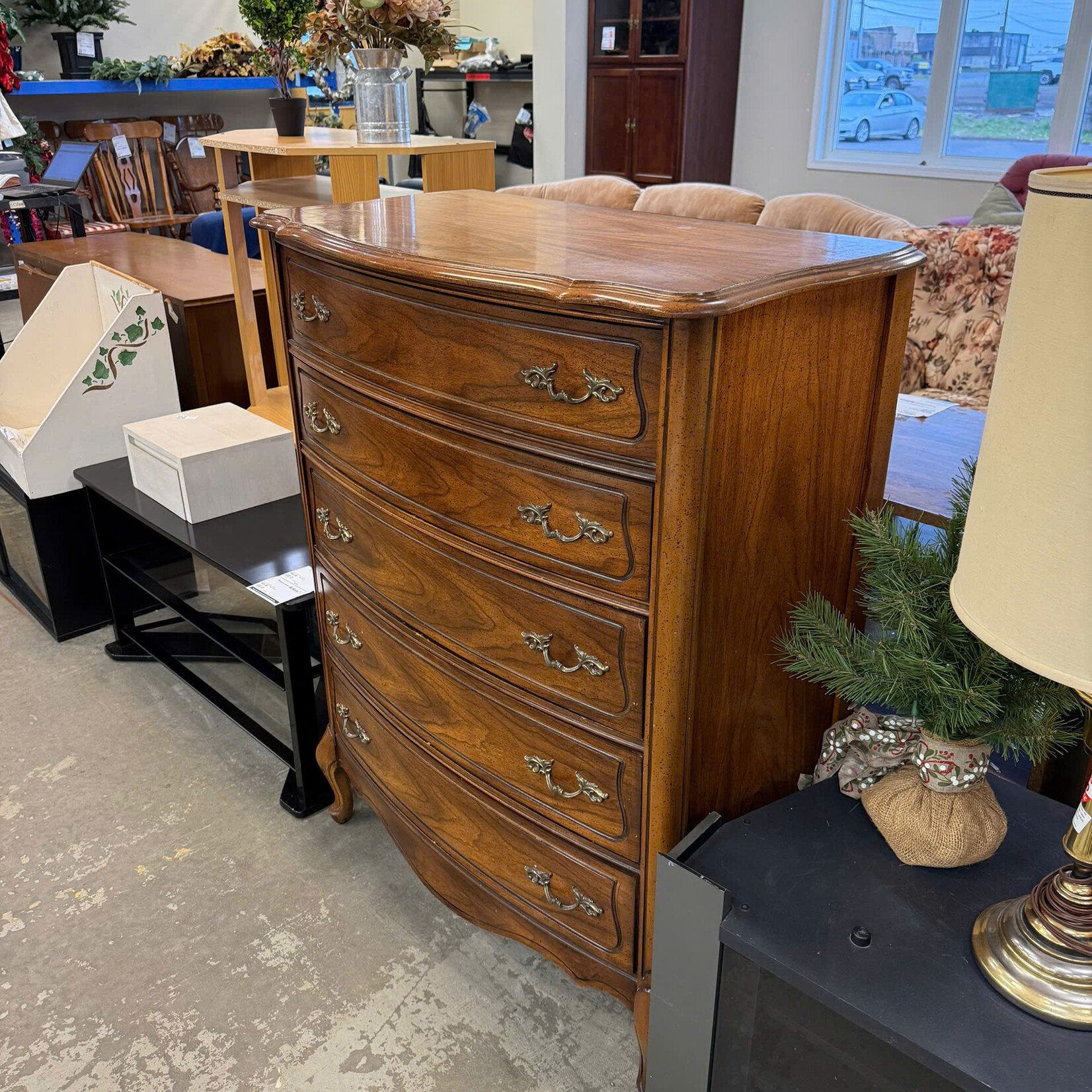 Brown 5 Drawer Tall Dresser