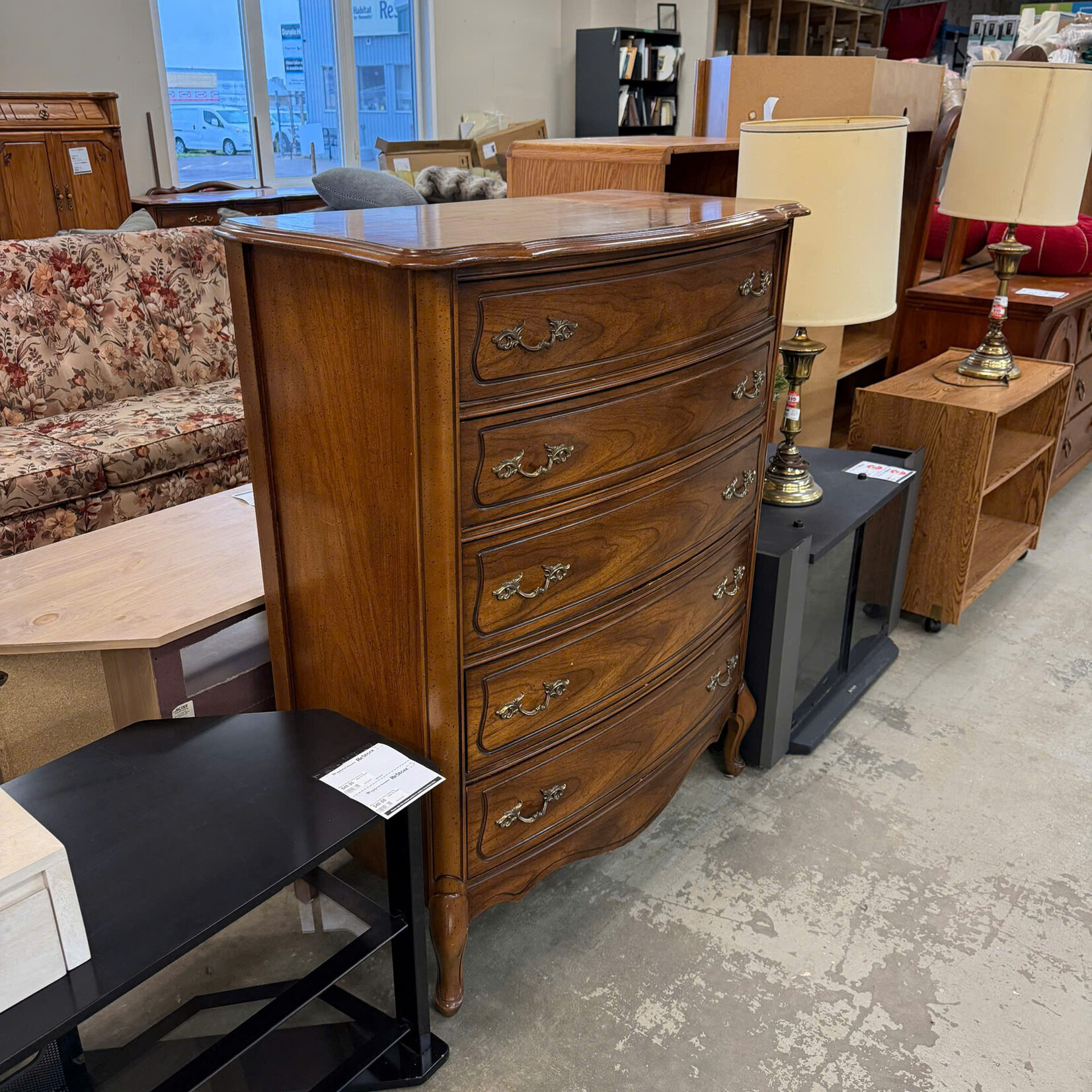 Brown 5 Drawer Tall Dresser