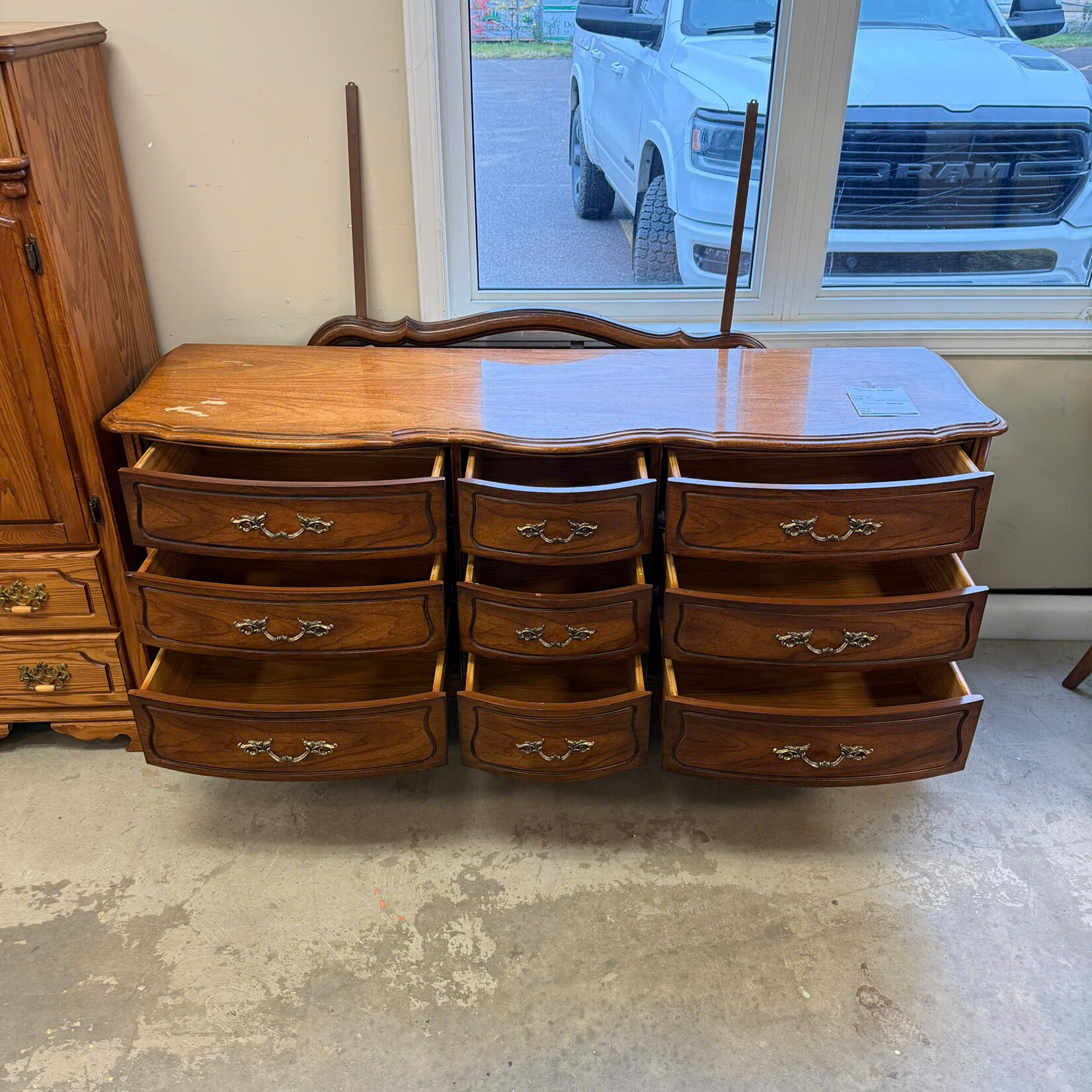 9 Drawer Brown Dresser/W Mirror