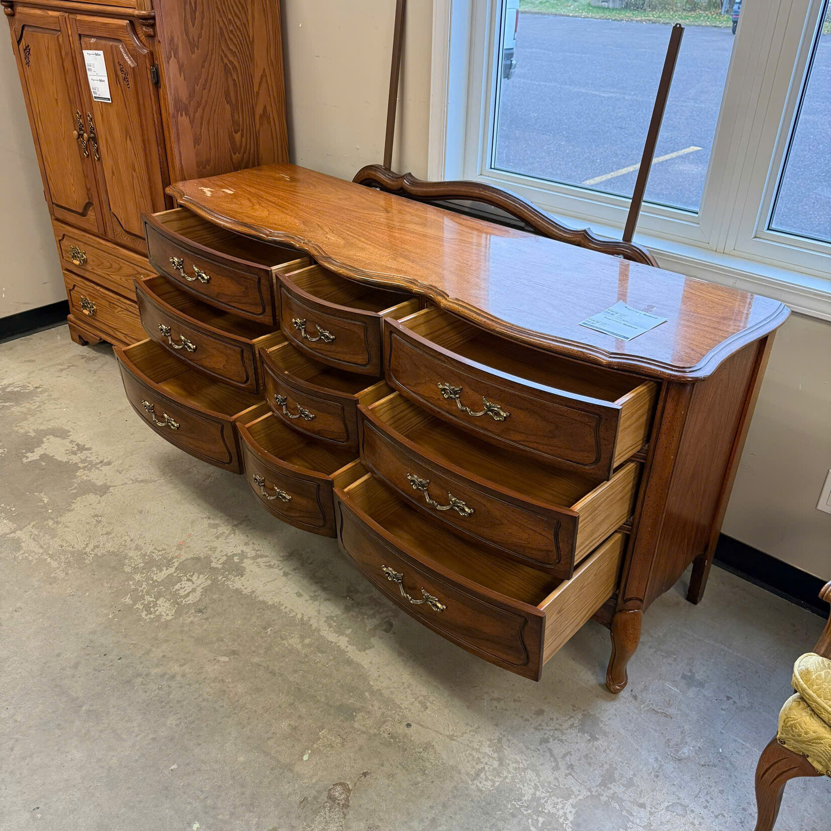9 Drawer Brown Dresser/W Mirror