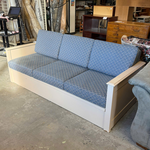 Beige Wood And Blue Diamond Pattern Cushion Couch