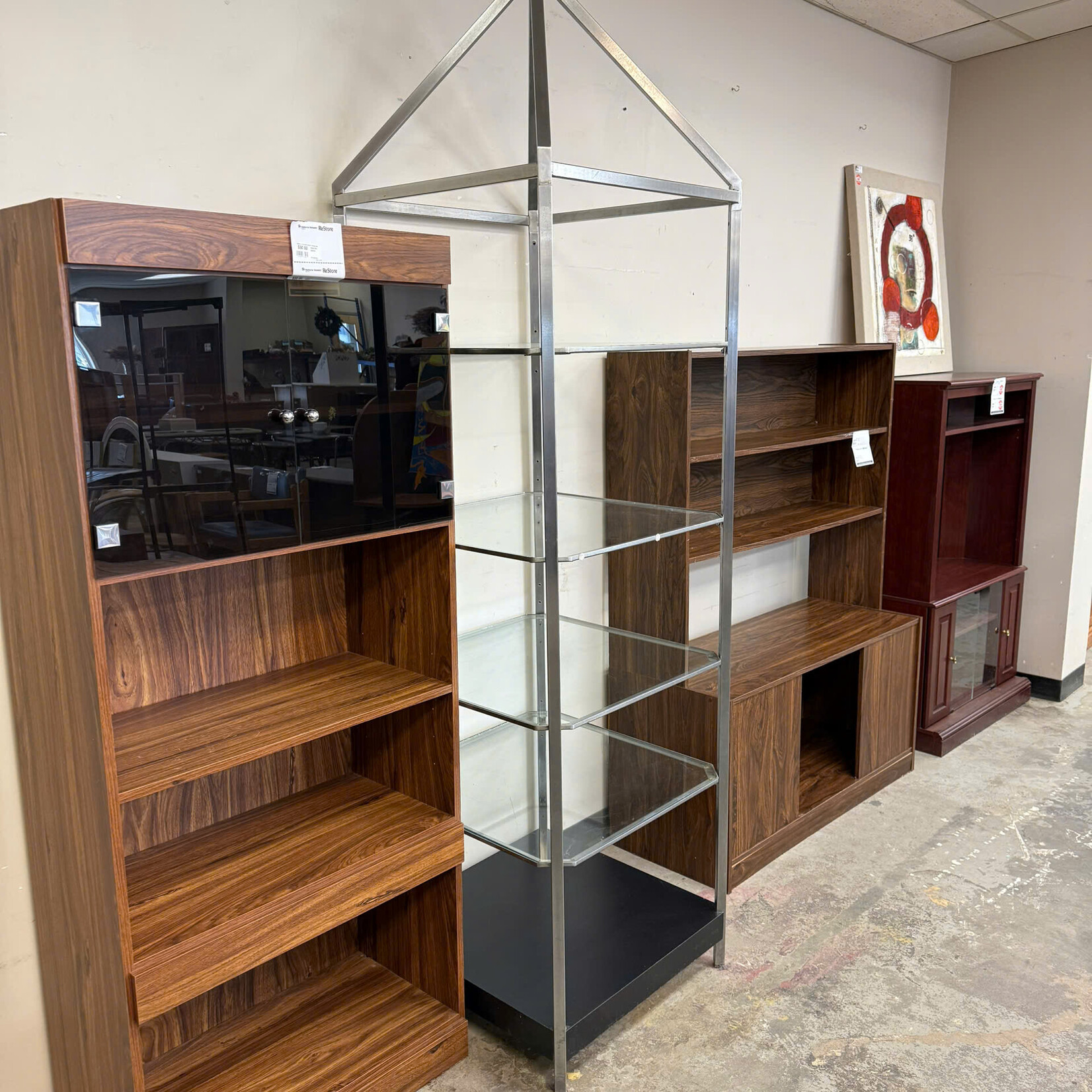 4 Glass Shelf Unit