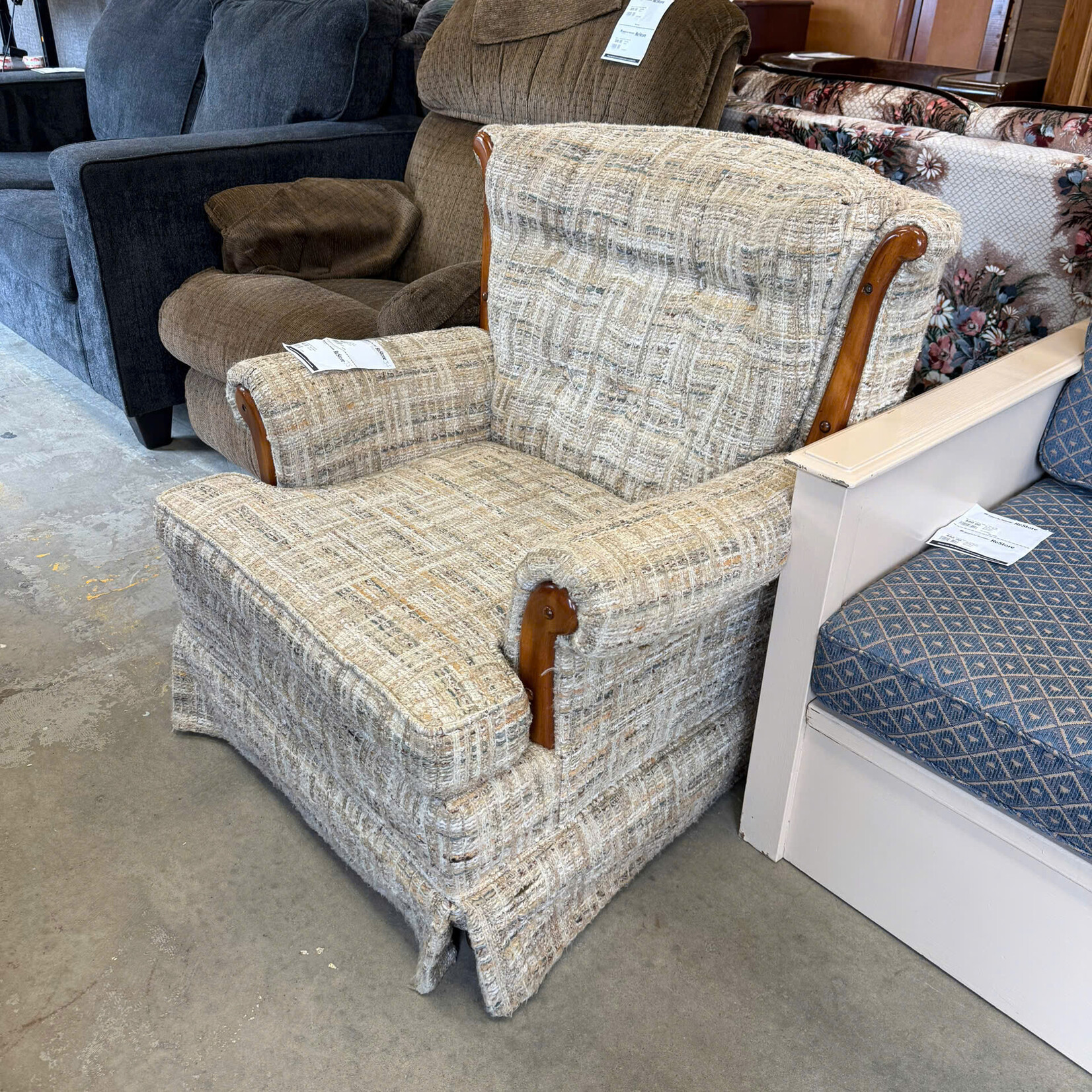 Beige Wooden Front Chair