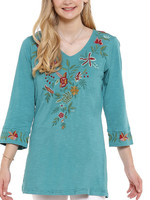 Parsley and Sage Turquoise Embroidered Tunic