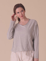 Fenini Grey Cotton Oversized Raw Edge Shirt