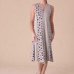 Fenini Grey Polka Dot Panel Maxi Dress