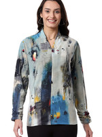 Parsley and Sage Sky Blue Abstract Print Long Sleeve Shirt