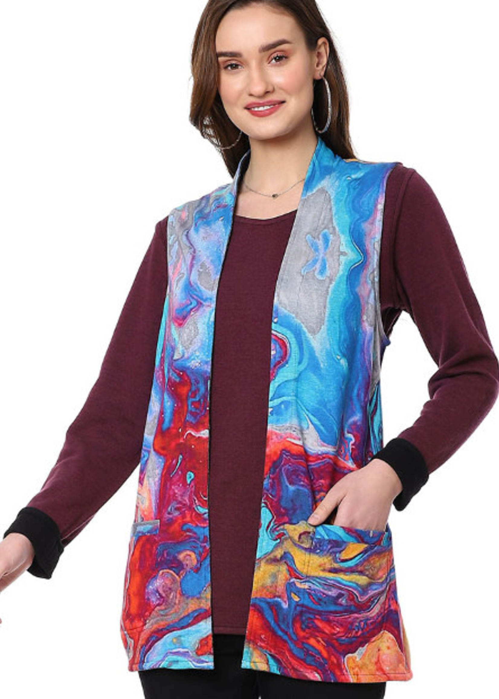 Parsley and Sage Reversible Watercolor Vest