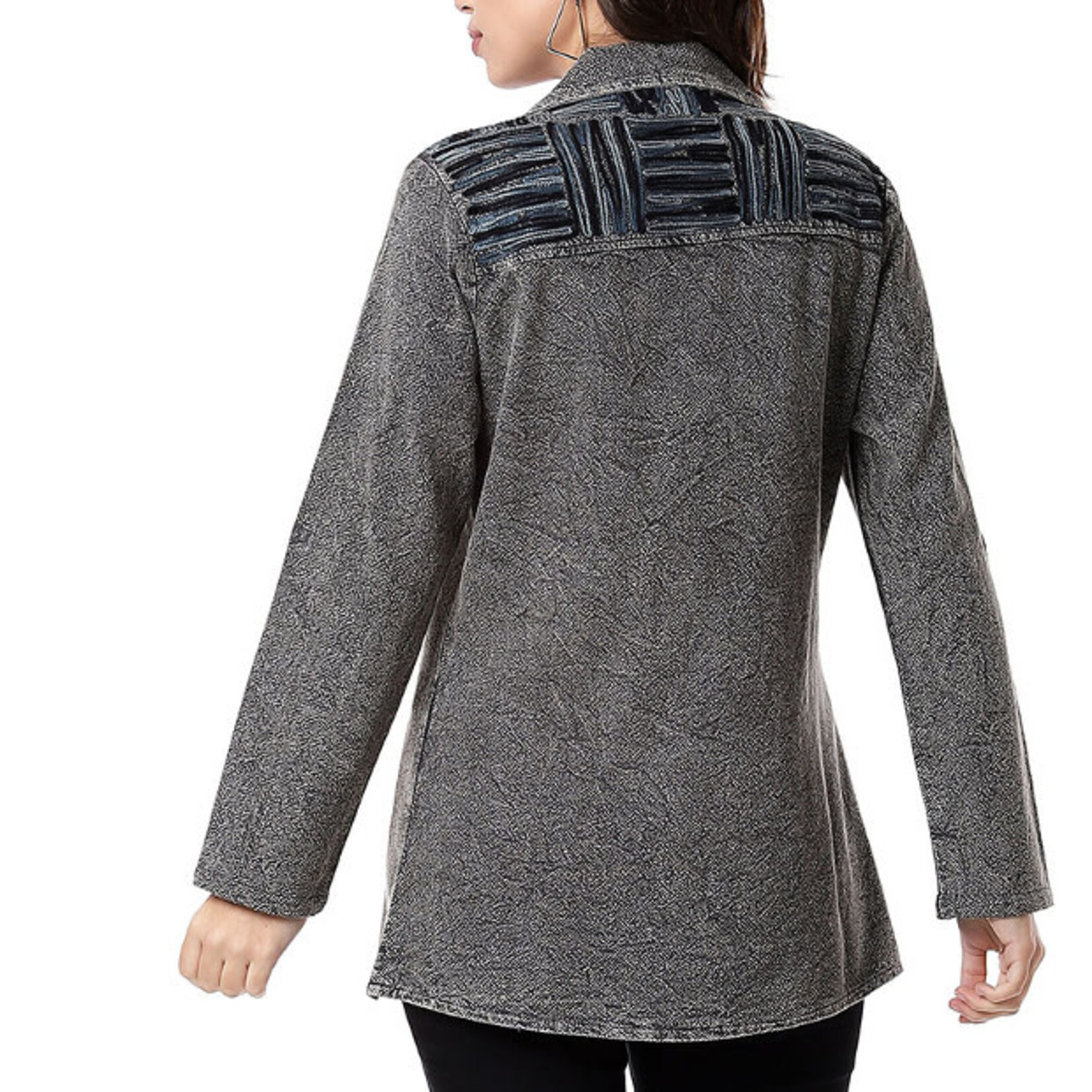 Parsley and Sage Grey Denim Embroidered Button Down Shirt
