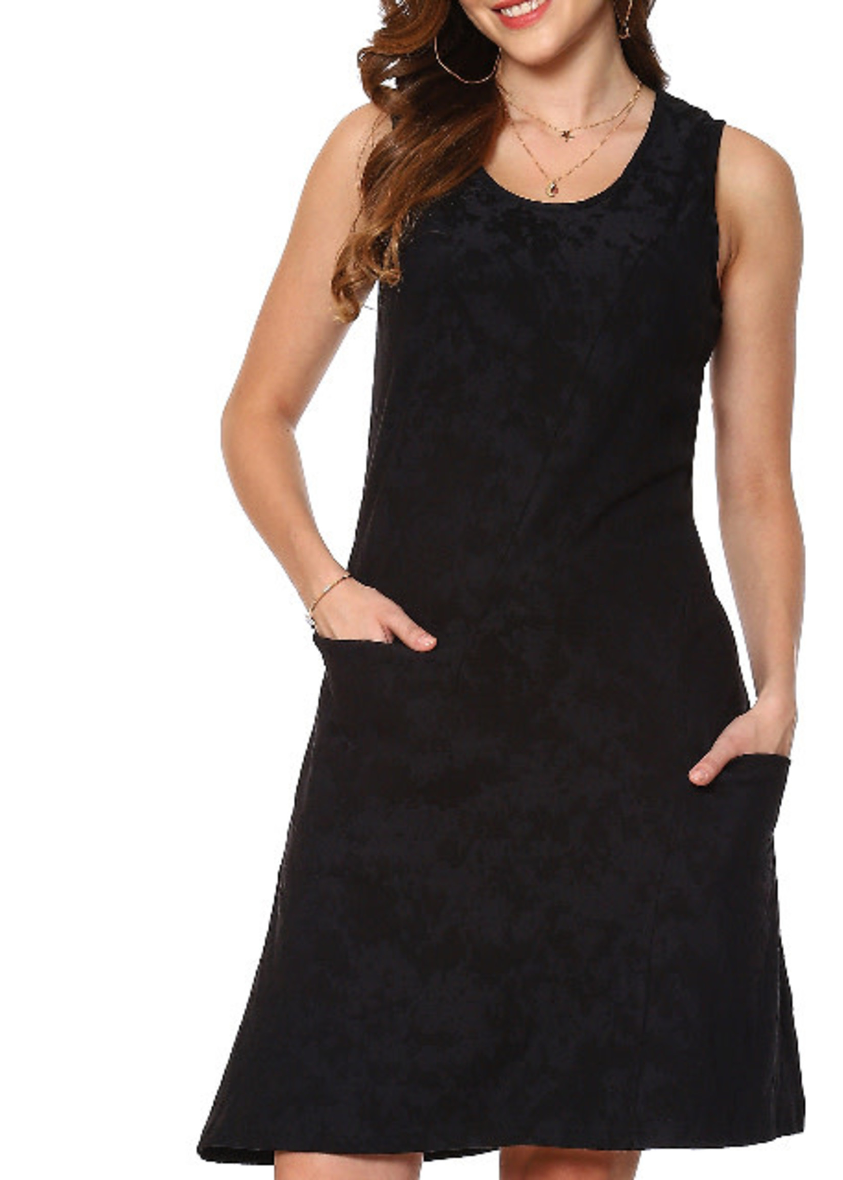 Parsley and Sage Black Textured Sleeveless Black Dress