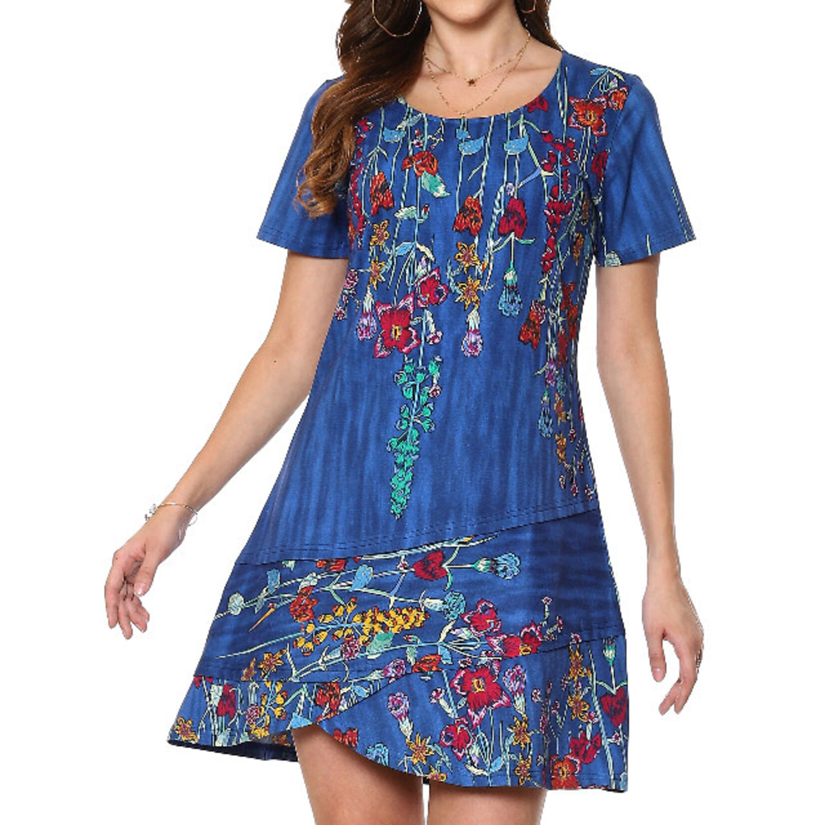 Parsley and Sage Royal Blue Flower Print Dress