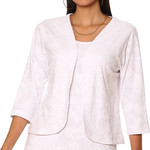 Parsley and Sage White Texture 3/4 Sleeve Bolero Jacket